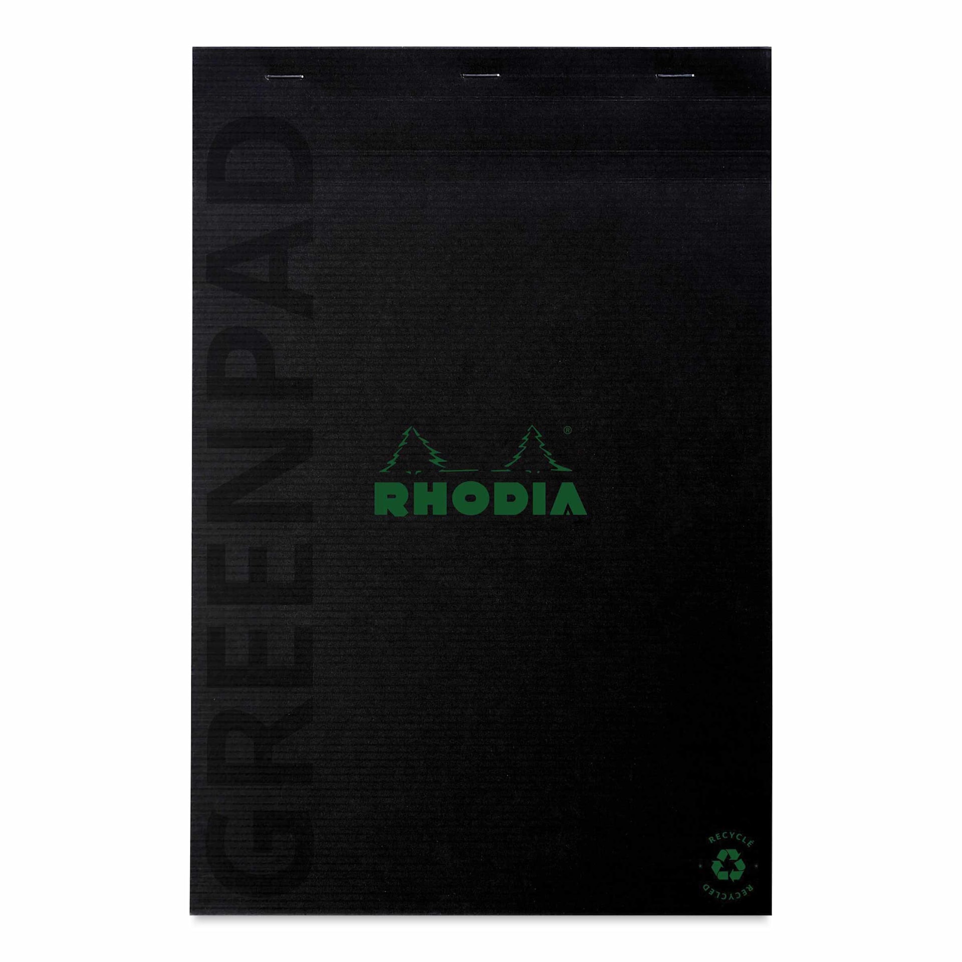 Rhodia Greenpad Notepad - Lined, Black, 8-1/4" x 11-3/4"