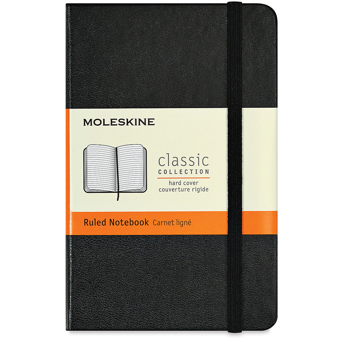 Moleskine Classic Hardcover Notebook - Black, Ruled, 5-1/2'' x 3-1/2''
