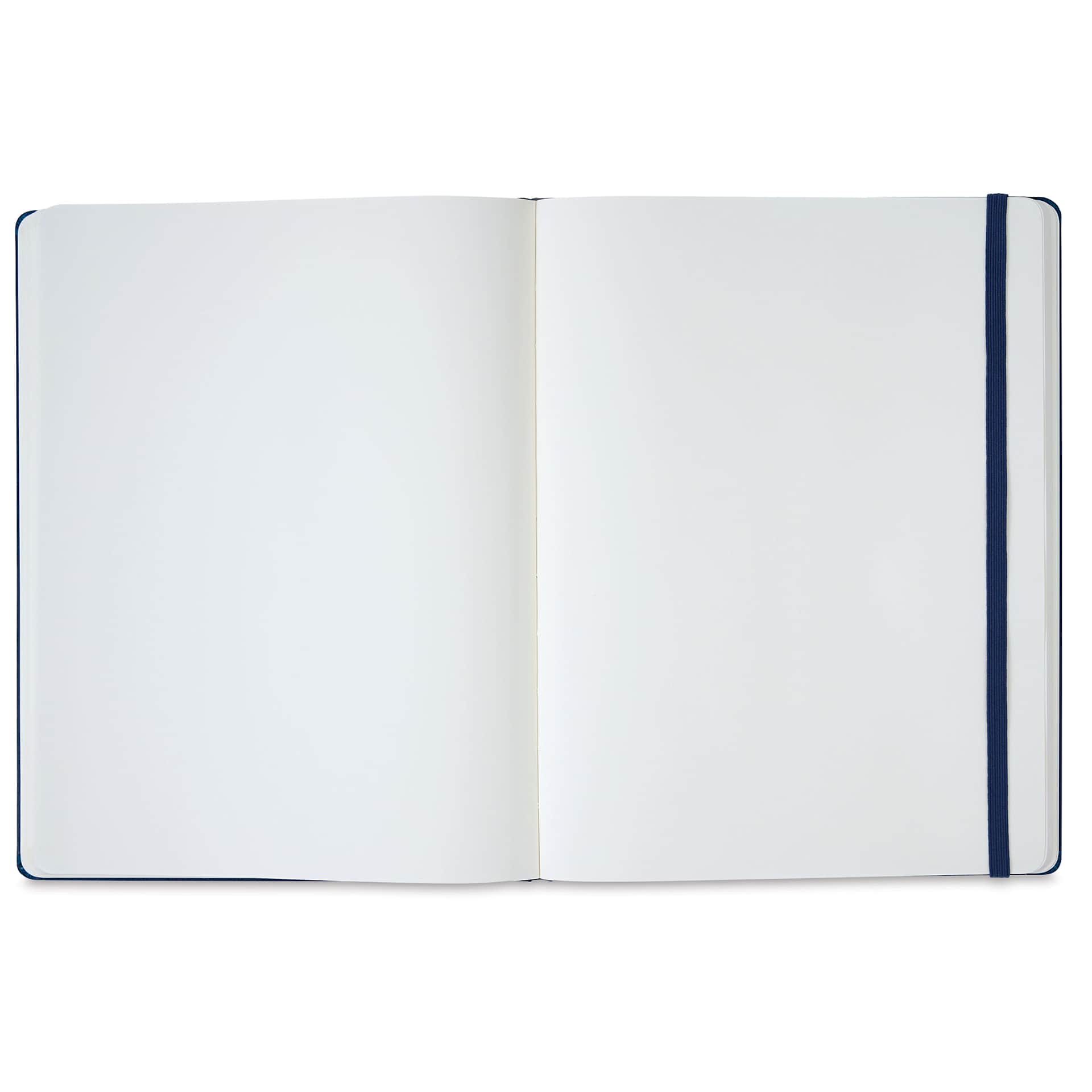Moleskine Classic Hardcover Notebook - Navy, Blank, 9-3/4" x 7-1/2" (open to show paper)