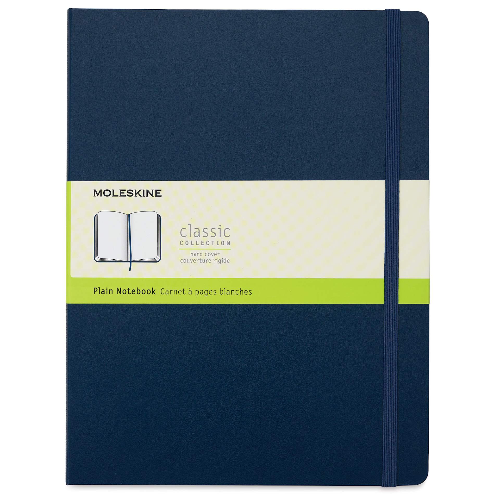 Moleskine Classic Hardcover Notebook - Navy, Blank, 9-3/4" x 7-1/2" (front)