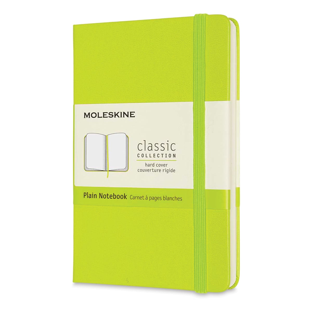 Moleskine Classic Hardcover Notebook - Angled view of Lemon Green Notebook, closed