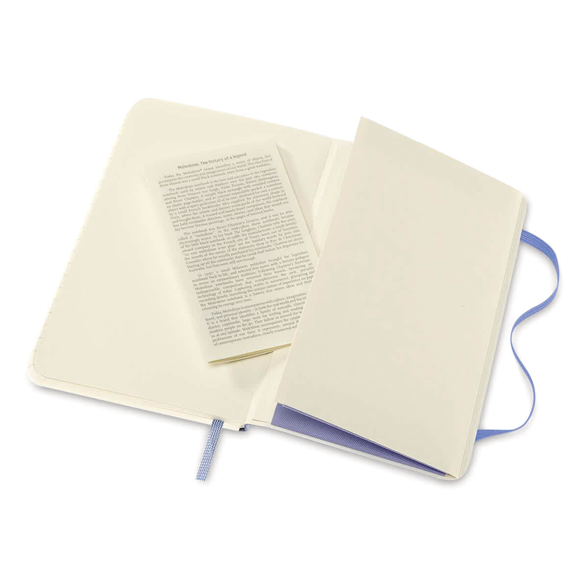 Moleskine Classic Soft Cover Notebook - Light Blue, Ruled, 5-1/2" x 3-1/2" (showing the pocket)