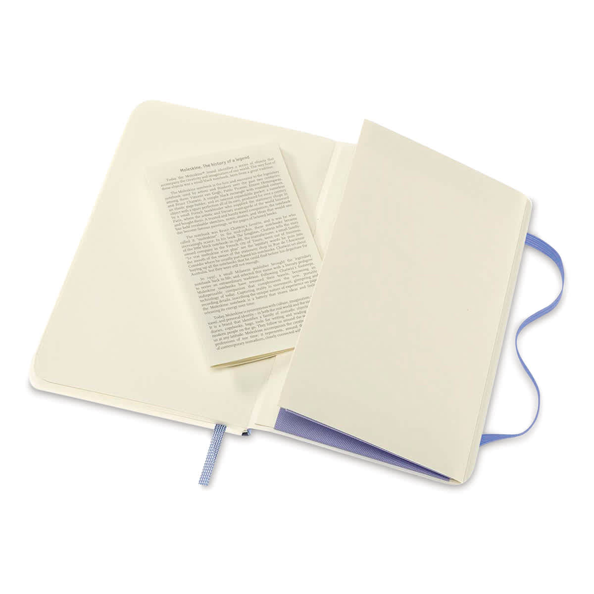 Moleskine Classic Soft Cover Notebook - Light Blue, Blank, 5-1/2" x 3-1/2" (showing the pocket)