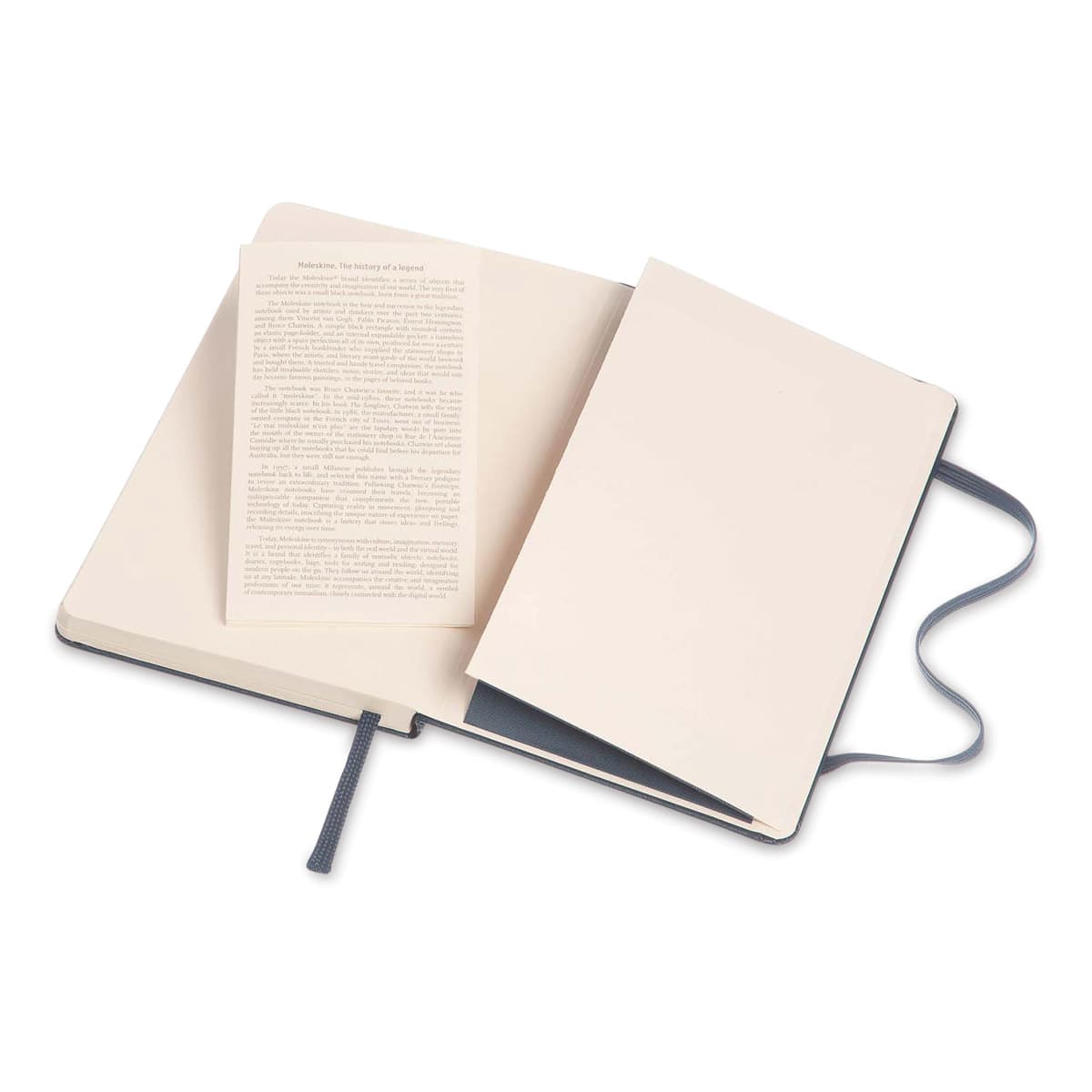 Moleskine Classic Hardcover Notebook - Sapphire Blue, Ruled, 5-1/2" x 3-1/2" (showing the pocket)