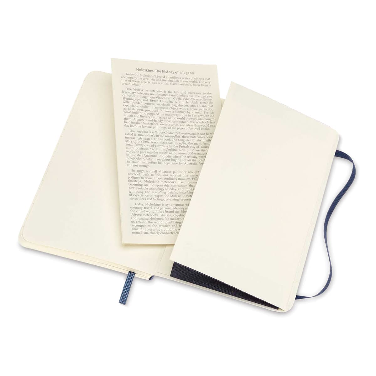 Moleskine Classic Soft Cover Notebook - Sapphire Blue, Ruled, 5-1/2" x 3-1/2" (showing the pocket)