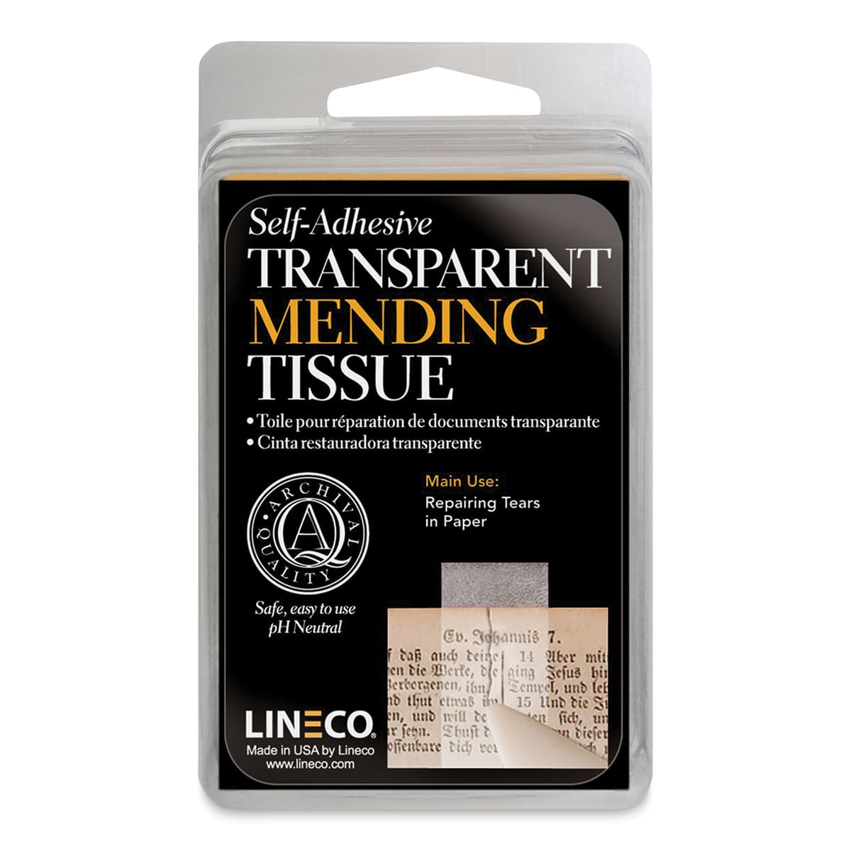 Lineco Mending Tissue - 1/2" x 12 ft, Transparent
