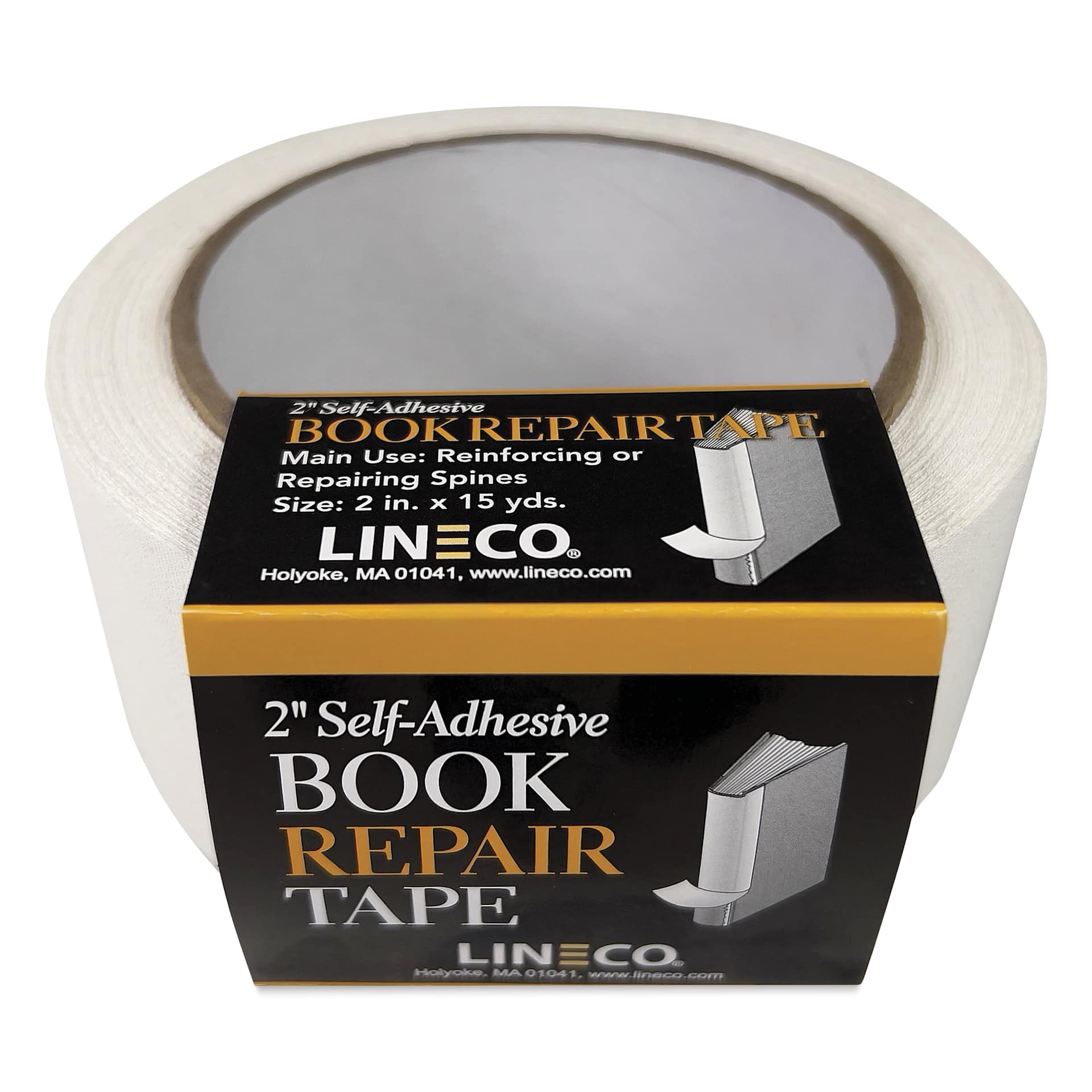 Lineco Spine Repair Tape - 2" x 15 yards, White, Cloth, in packaging