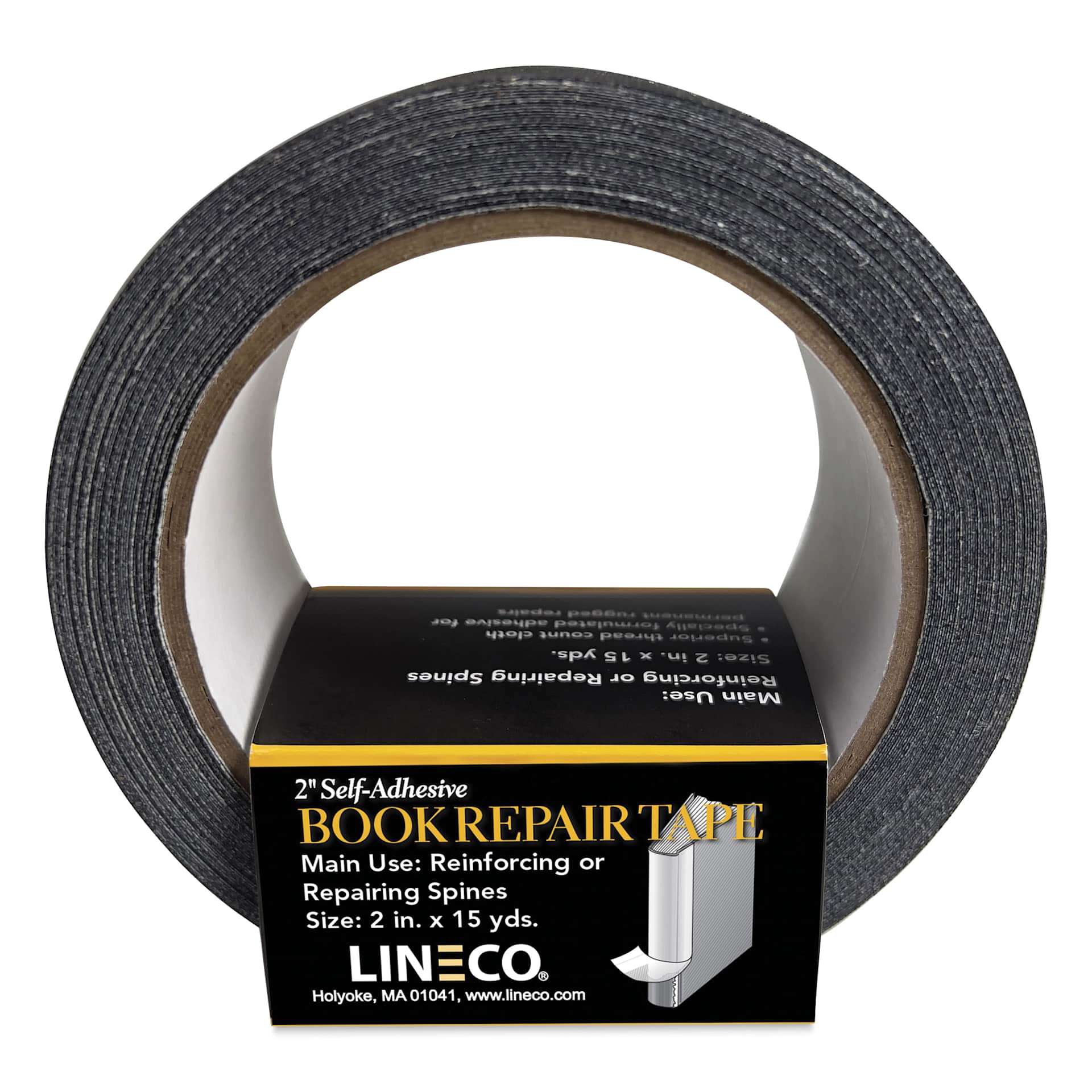 Lineco Spine Repair Tape - 2" x 15 yards, Black, Cloth