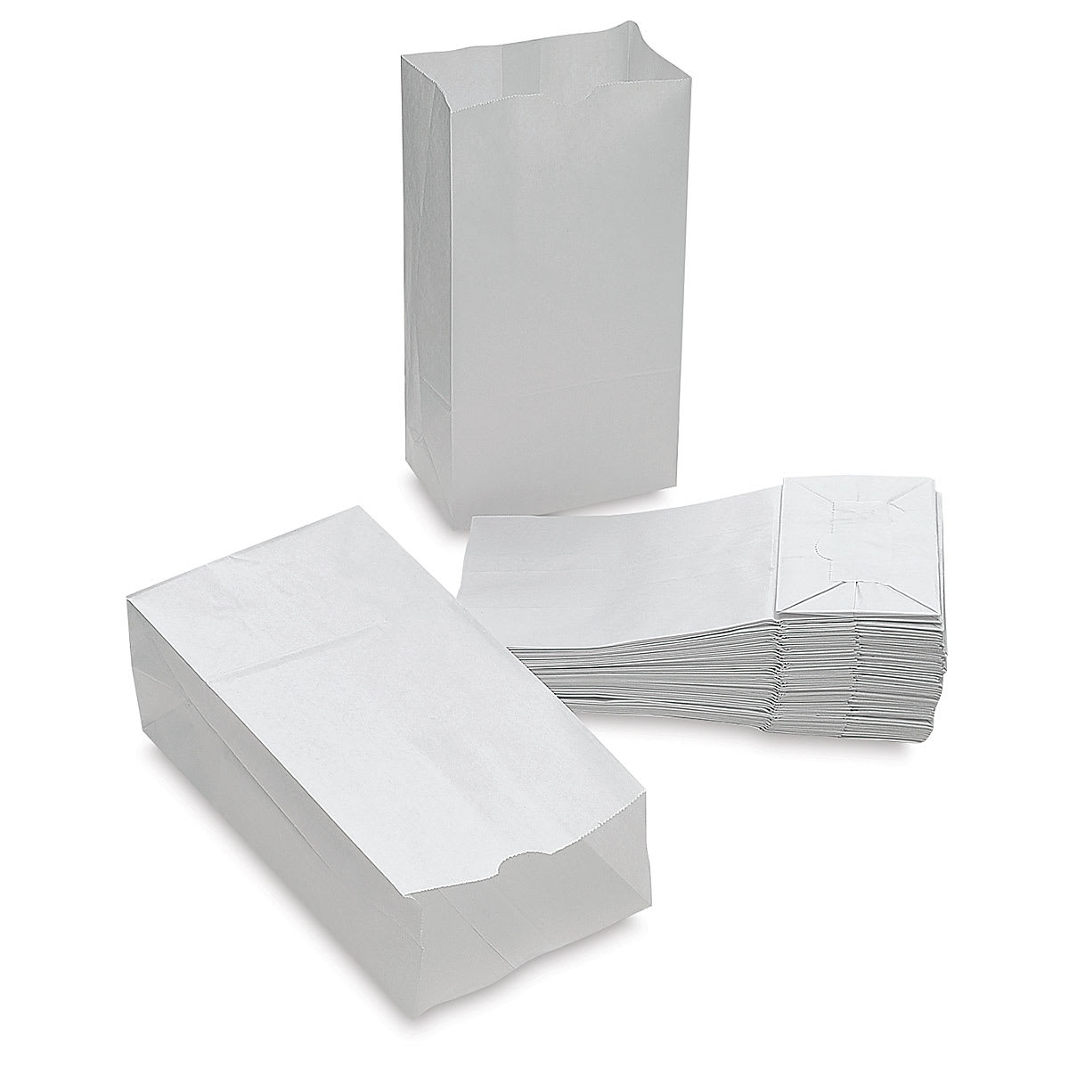 Creativity Street Kraft Bags - White, Pkg of 50 - with two bags open, one lying flat and one upright