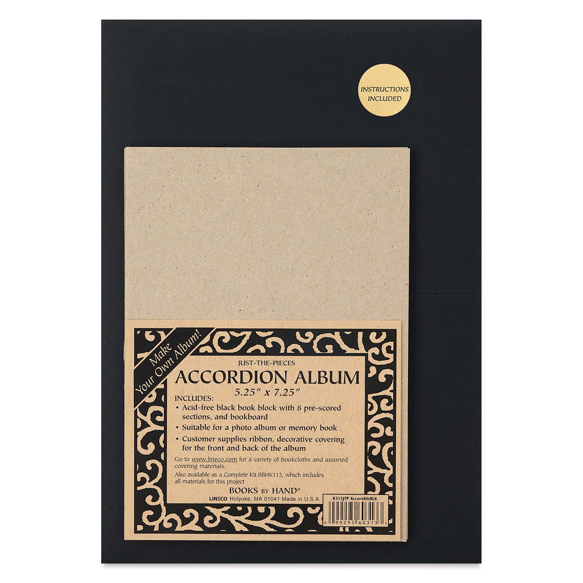 Books By Hand Just-the-Pieces Accordion Album - Black front of packaging