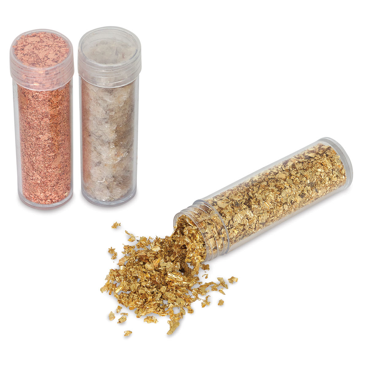 Arnold Grummer’s Brilliants Metallic Flakes - Set of 3 with Gold tube open and spilling out