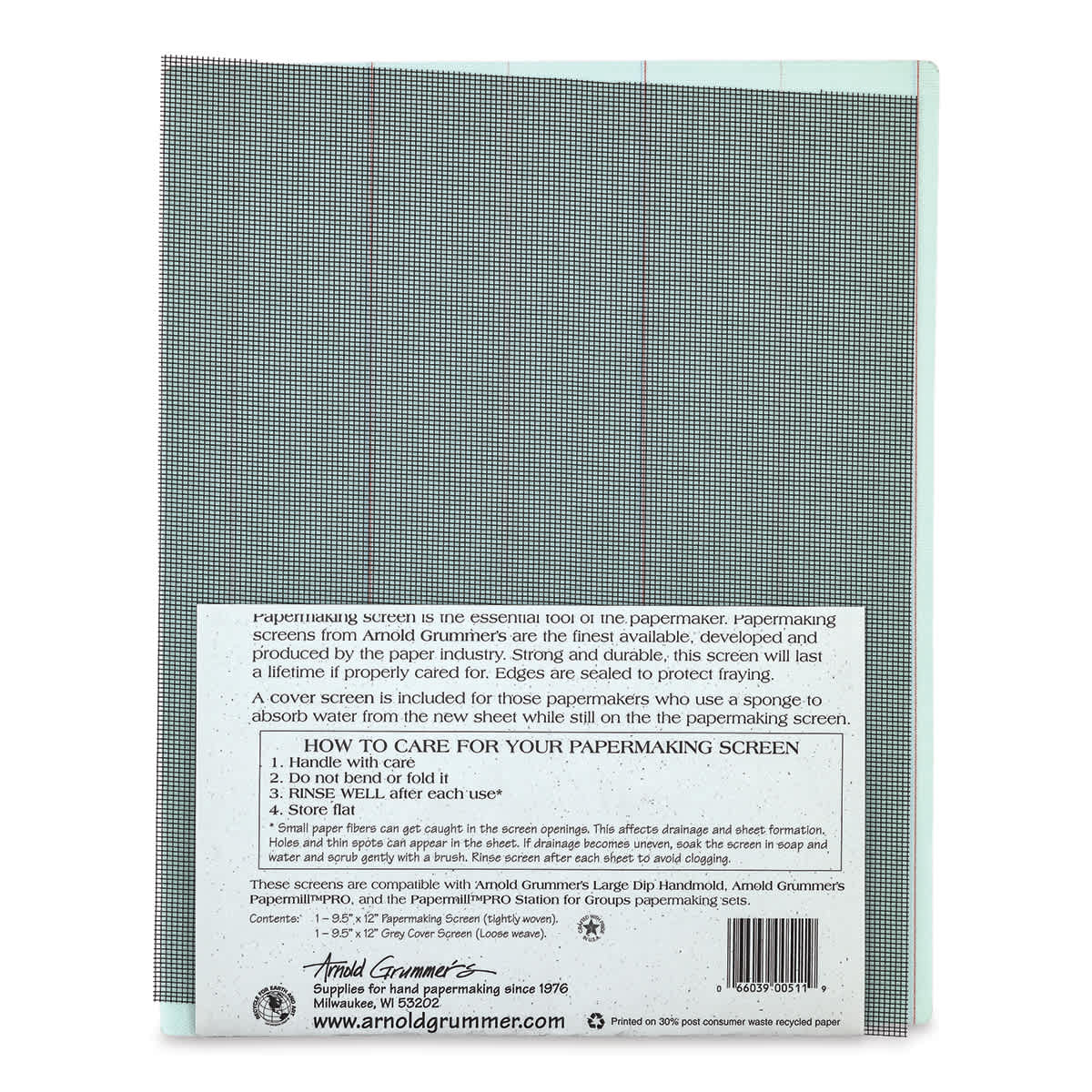 Arnold Grummer Papermaking Screen - 9-1/2" x 12"