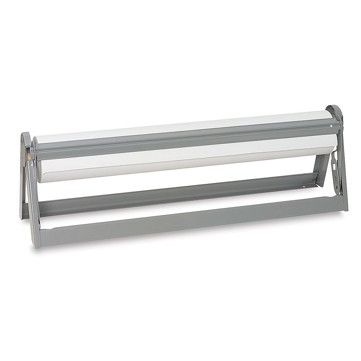 Single Paper Roll Cutter - Angled view of Cutter with partial roll of paper