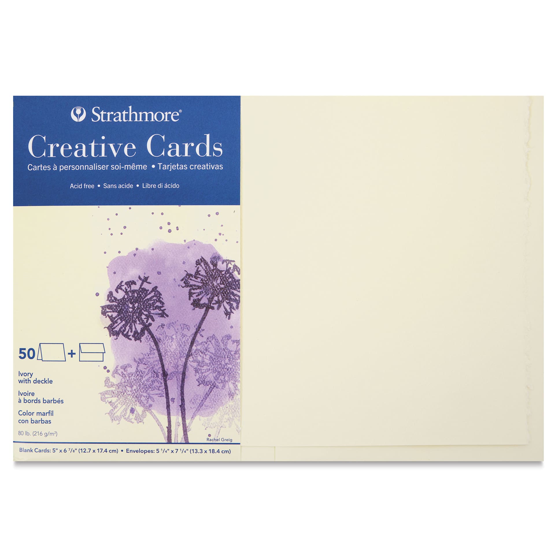 Strathmore Creative Cards and Envelopes - Full Size, Ivory with Deckle, Pkg of 50, front Strathmore Creative Cards and Envelopes - Full Size, Ivory with Deckle, Pkg of 50, front
