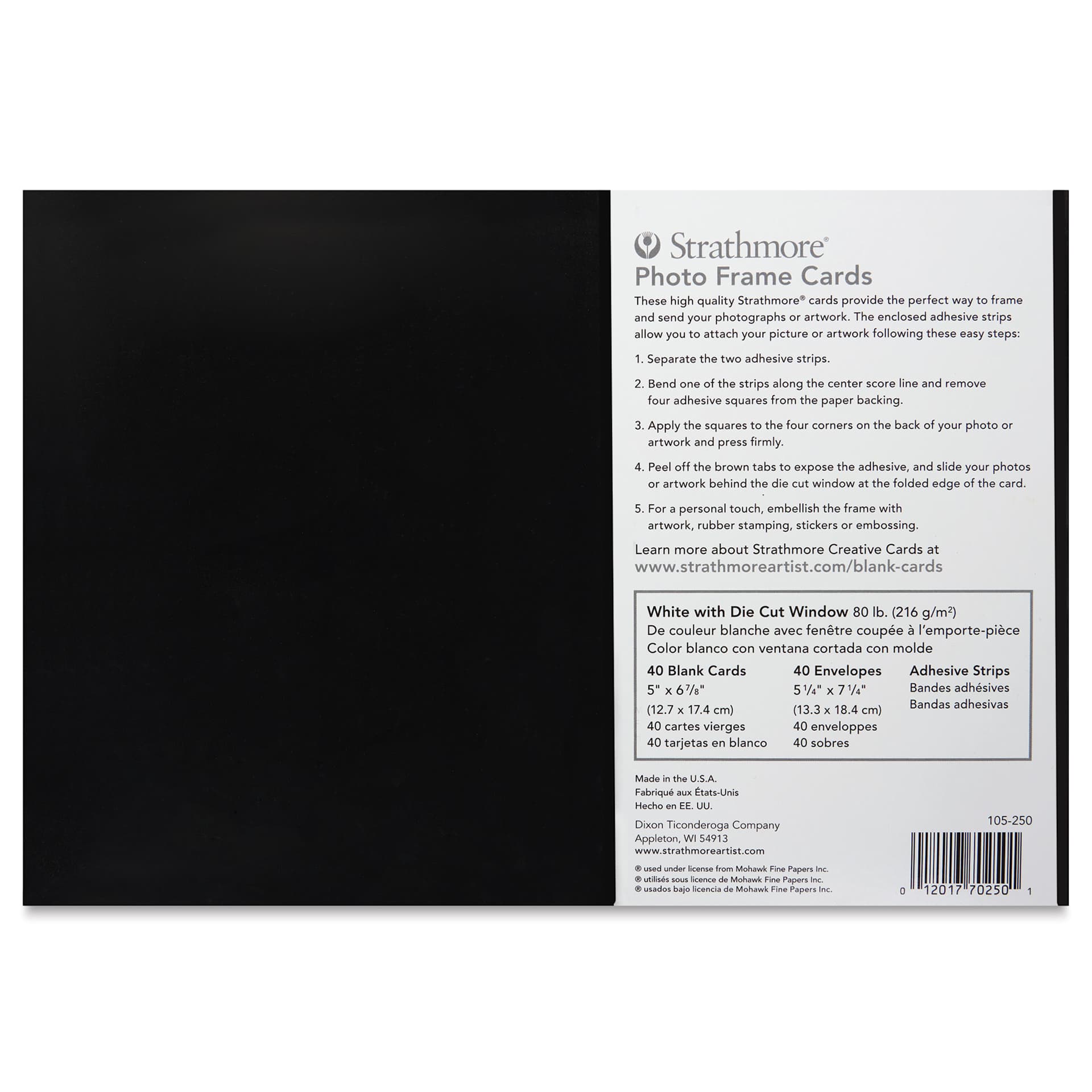 Strathmore Photo Frame Cards and Envelopes - Full Size, White, Pkg of 40, back of pack