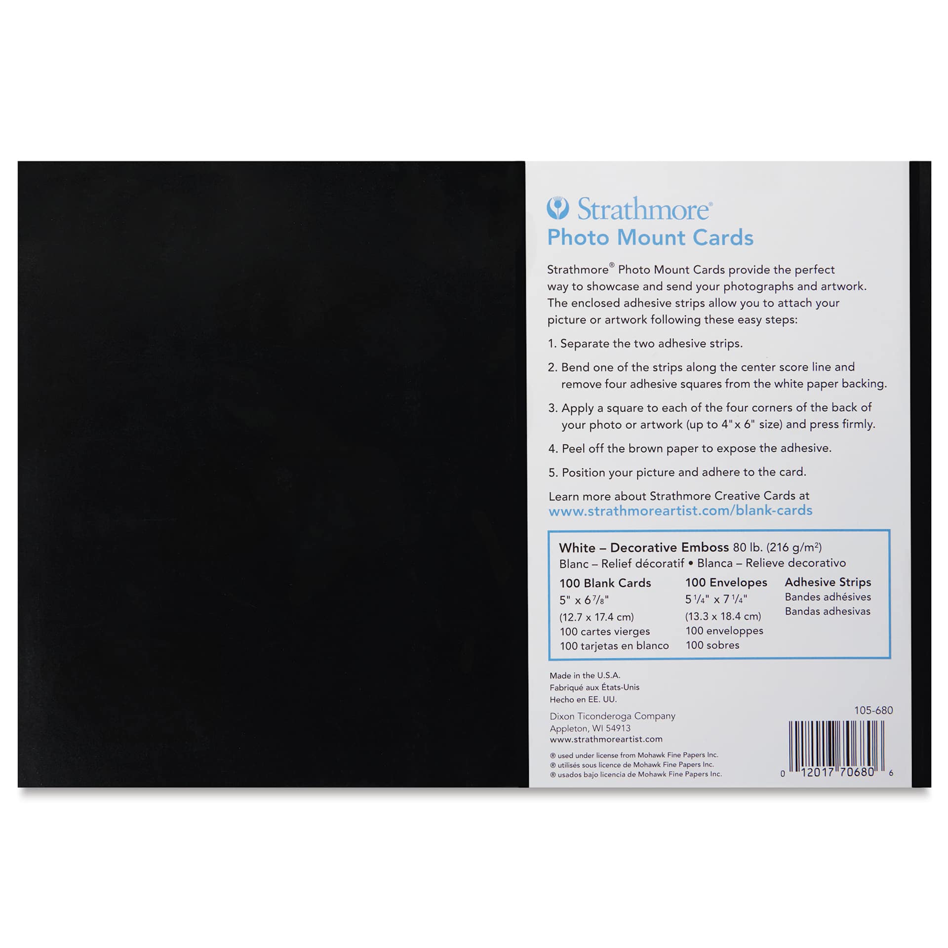 Strathmore Photo Mount Cards and Envelopes - White, Decorative Emboss, Pkg of 100, back