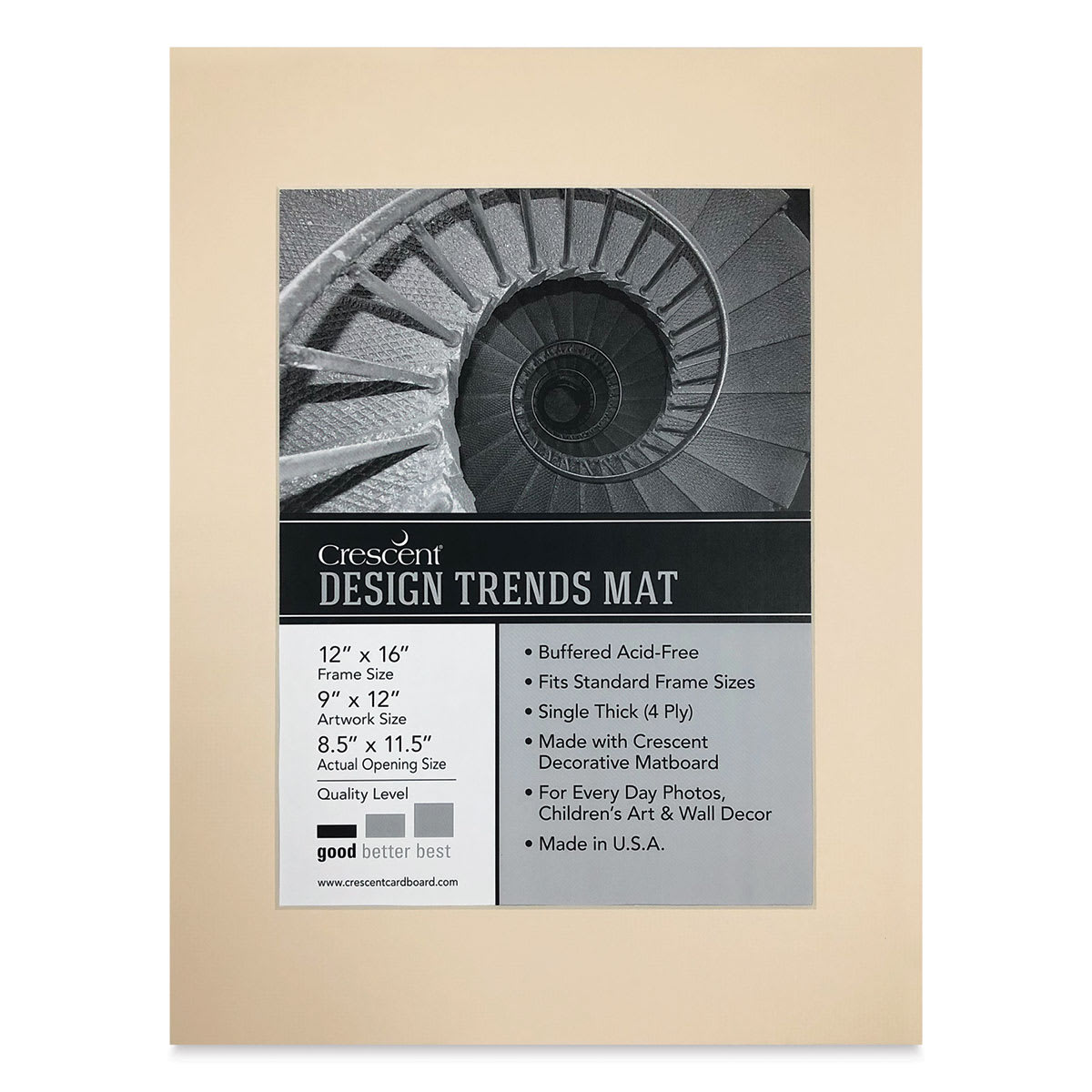 Crescent Pre-Cut Mat - Antique Buff, 12" x 16" (8-1/2" x 11-1/2" Opening)