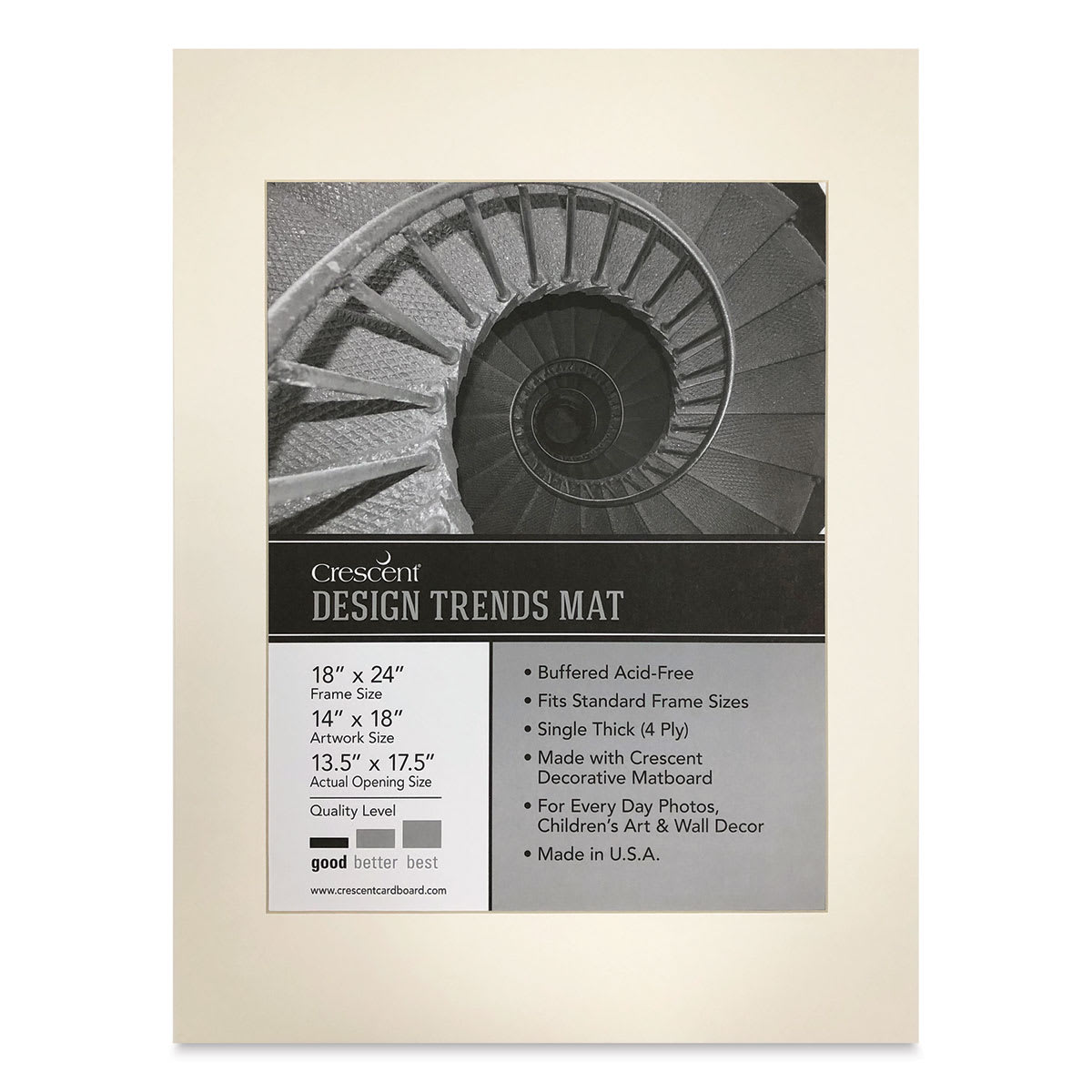 Crescent Pre-Cut Mat - Arctic White, 18" x 24" (13-1/2" x 17-1/2" Opening)