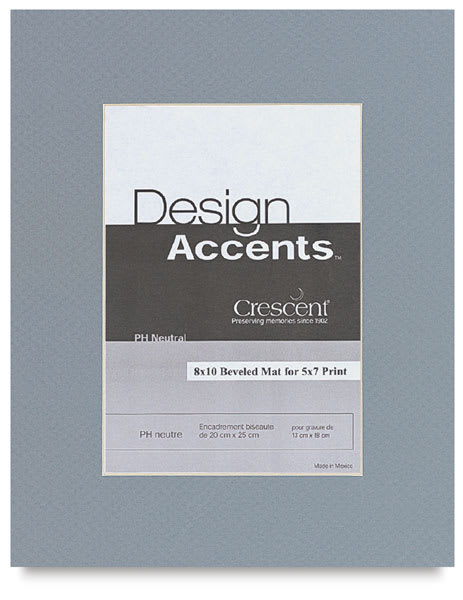 Crescent Pre-Cut Mats - Front view of Bar Harbor Gray color mat with label