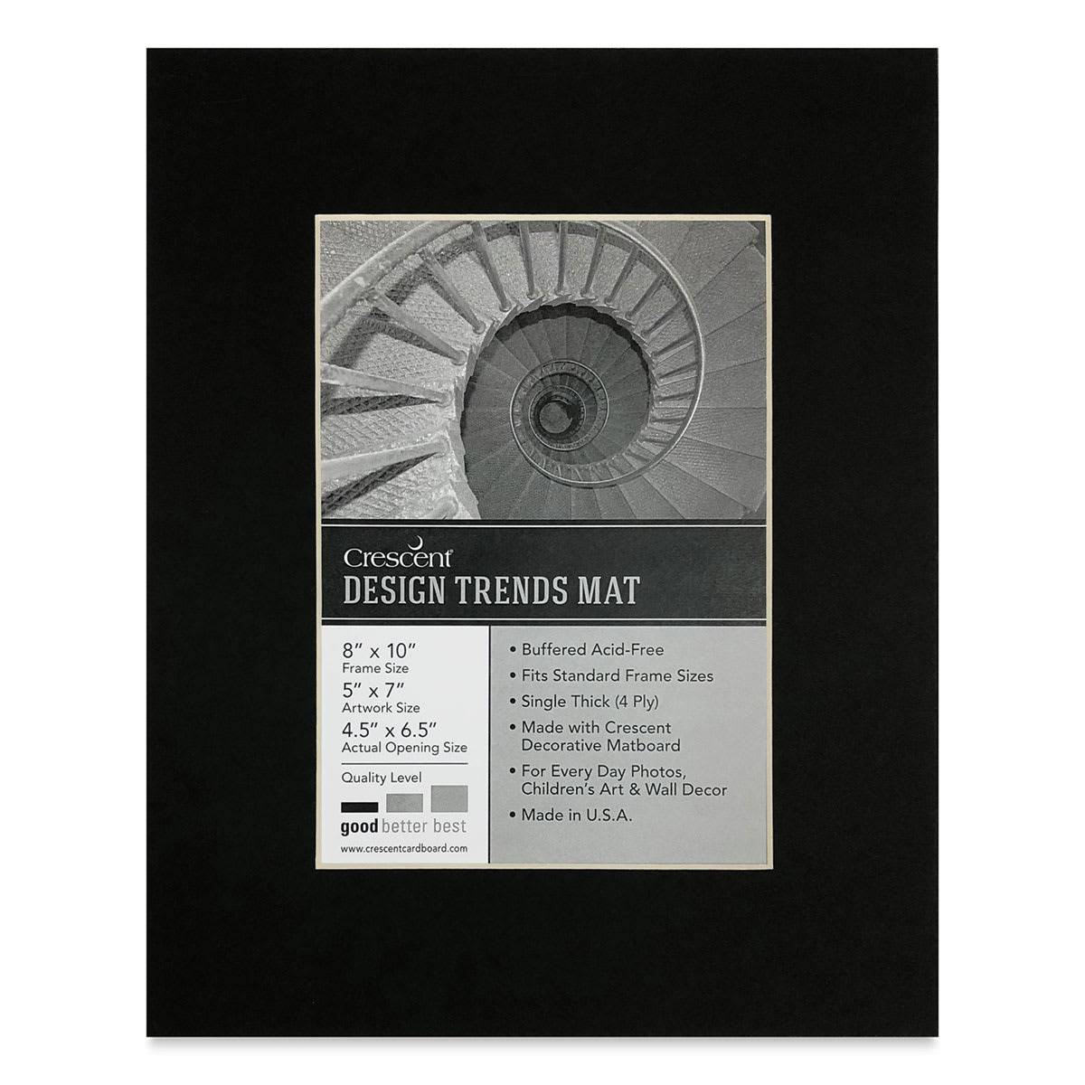 Crescent Pre-Cut Mat - Raven Black, 8" x 10" (4-1/2" x 6-1/2" Opening)