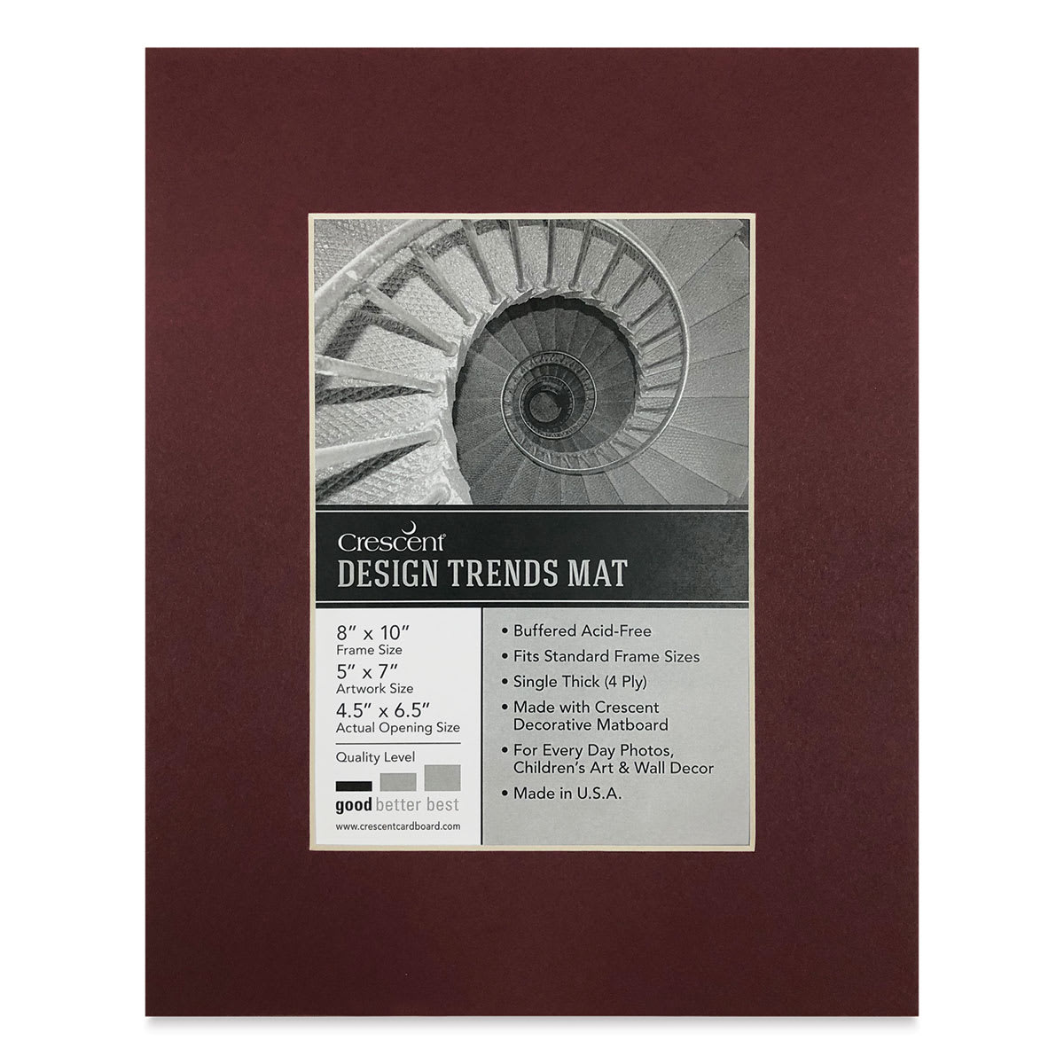 Crescent Pre-Cut Mat - Maroon, 8" x 10" (4-1/2" x 6-1/2" Opening)
