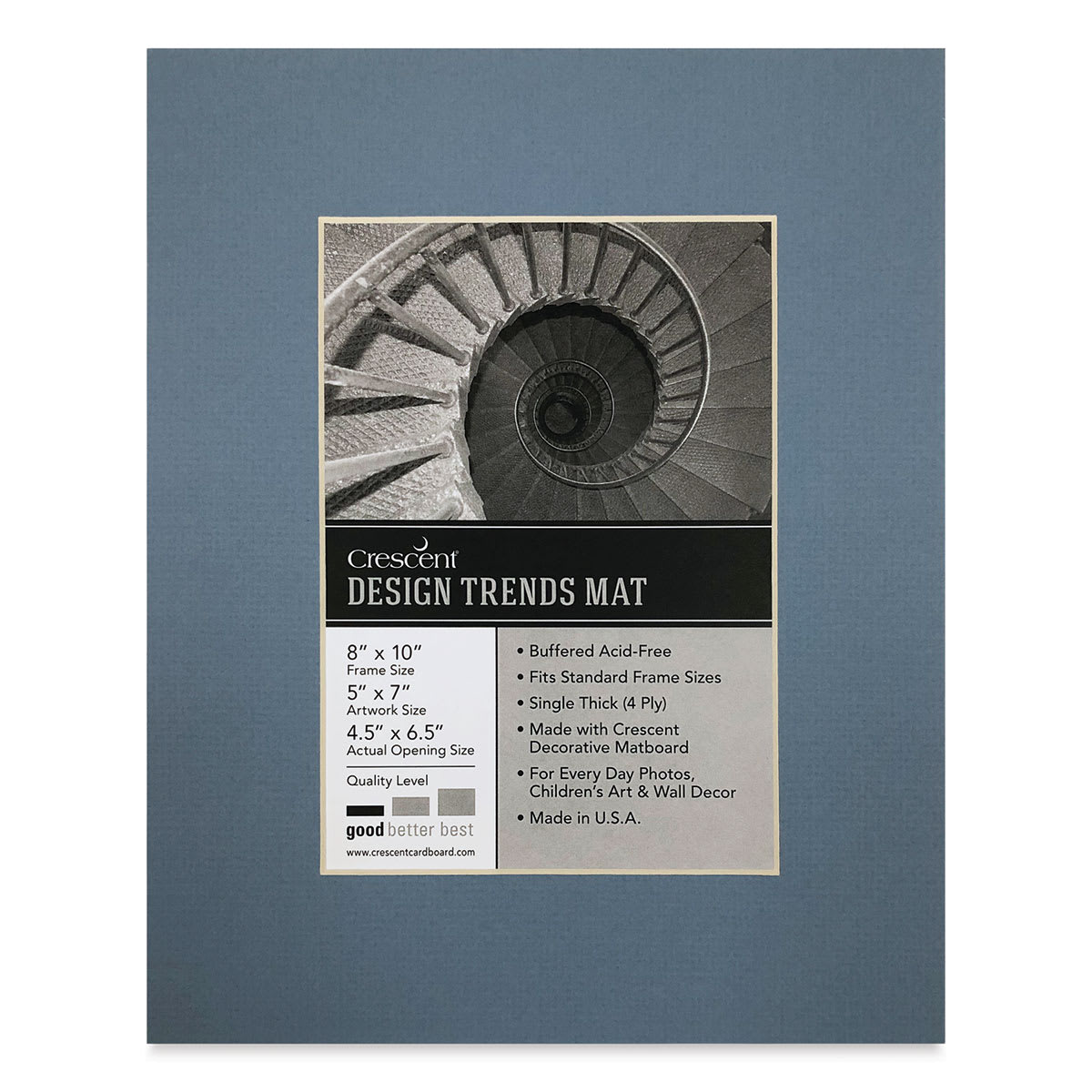 Crescent Pre-Cut Mat - Biscay Blue, 8" x 10" (4-1/2" x 6-1/2" Opening)