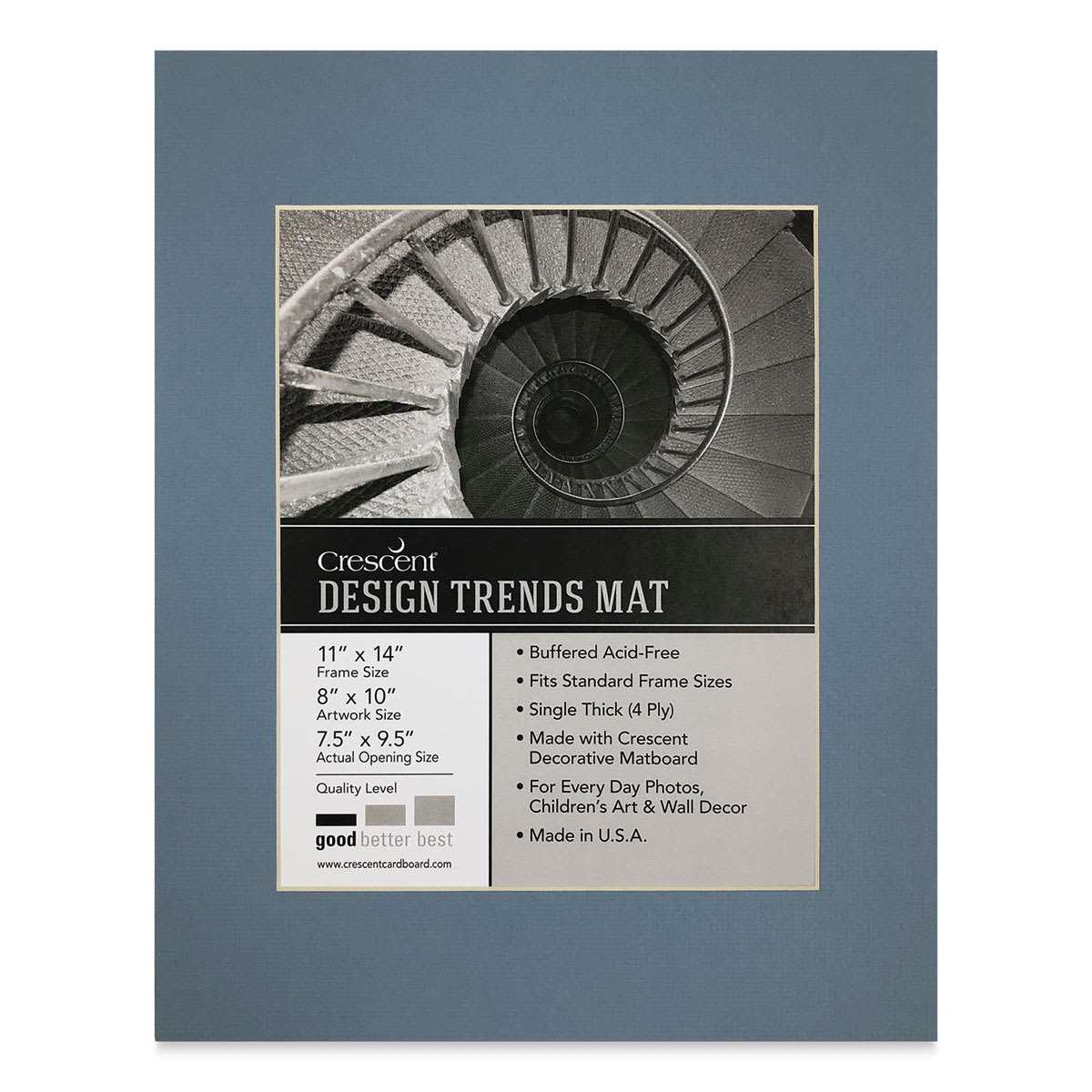 Crescent Pre-Cut Mat - Biscay Blue, 11" x 14" (7-1/2" x 9-1/2" Opening)