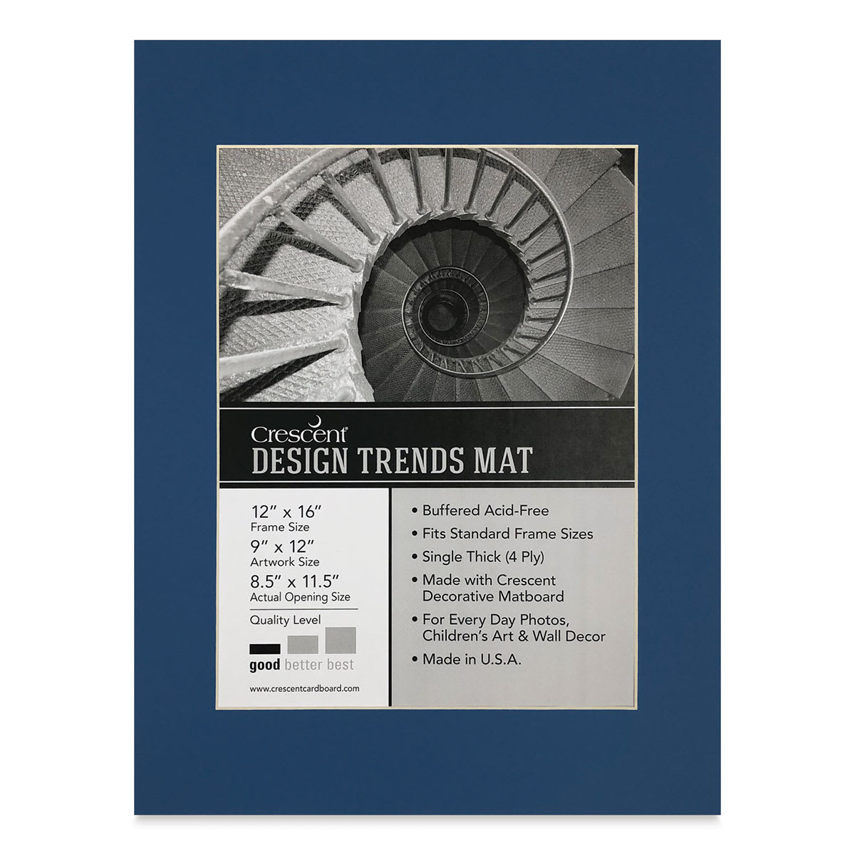 Crescent Pre-Cut Mat - Bottle Blue, 12" x 16" (8-1/2" x 11-1/2" Opening)