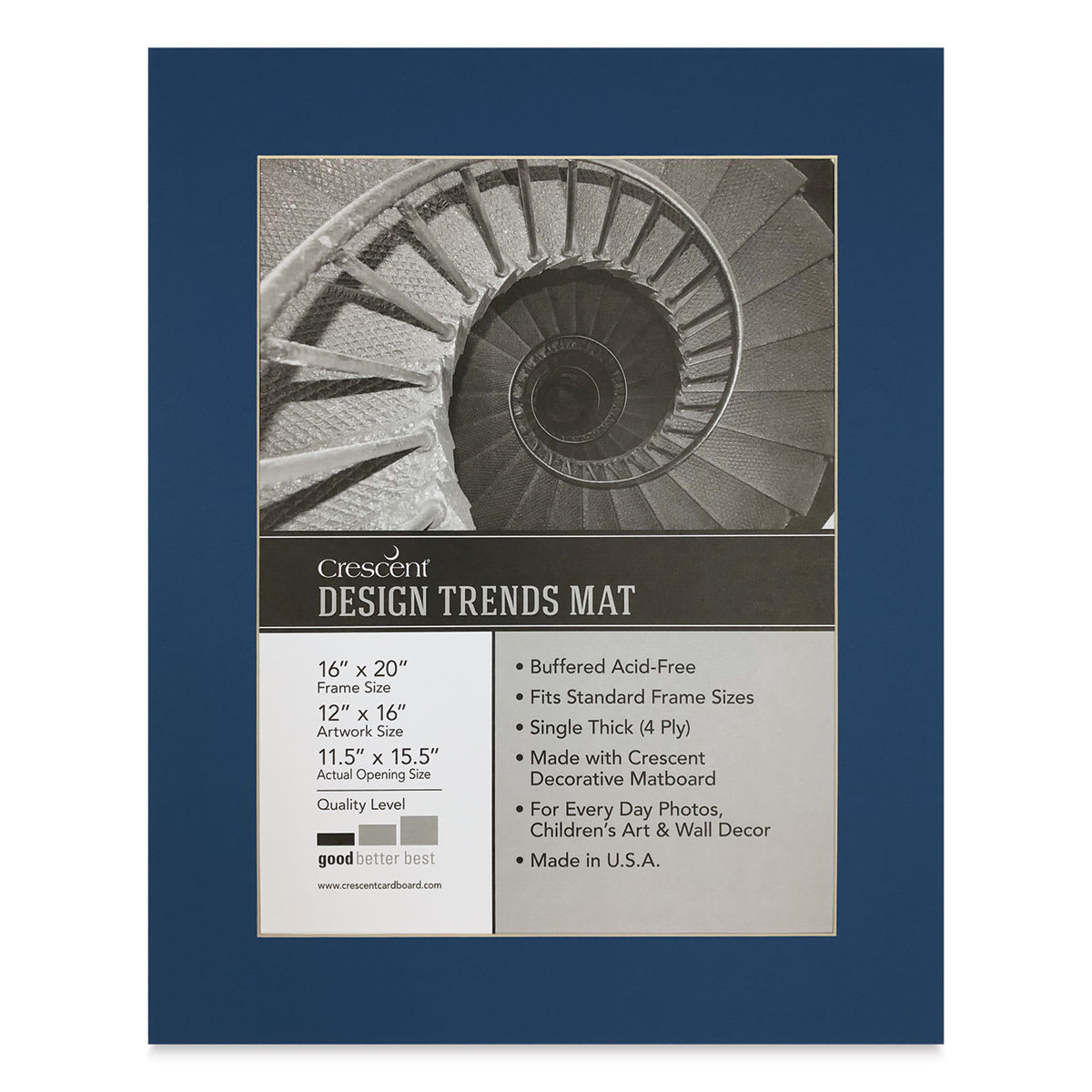 Crescent Pre-Cut Mat - Bottle Blue, 16" x 20" (11-1/2" x 15-1/2" Opening)