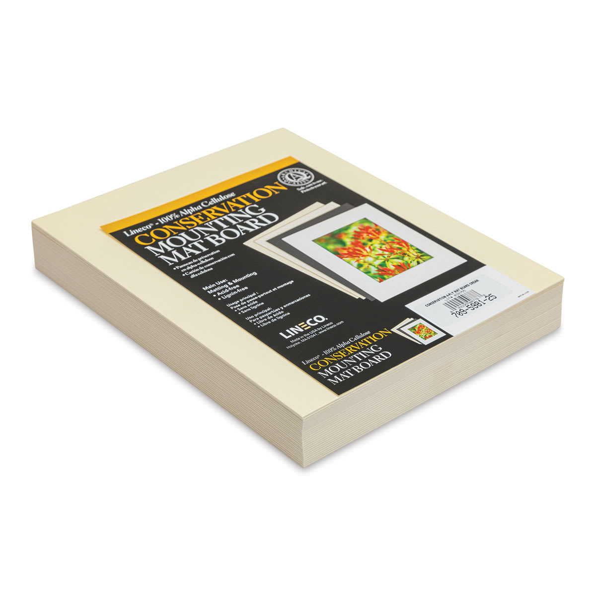 Lineco Conservation Matboard - Cream, 4 ply, Pkg of 25, 8" x 10"