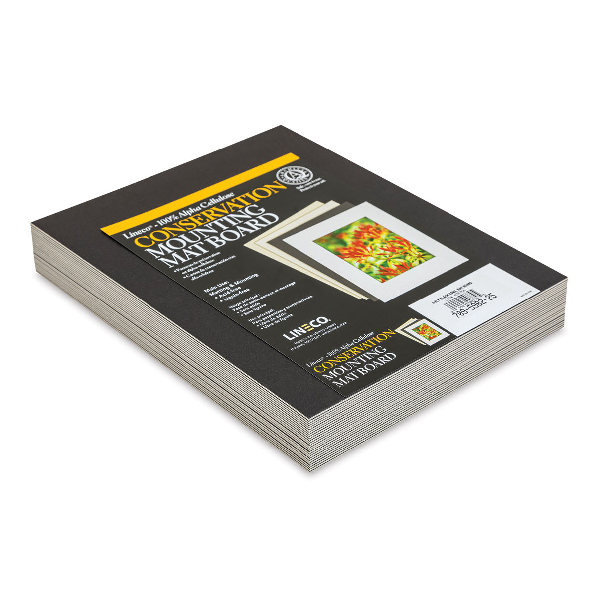 Lineco Conservation Matboard - Black, 4 ply, Pkg of 25, 8" x 10"