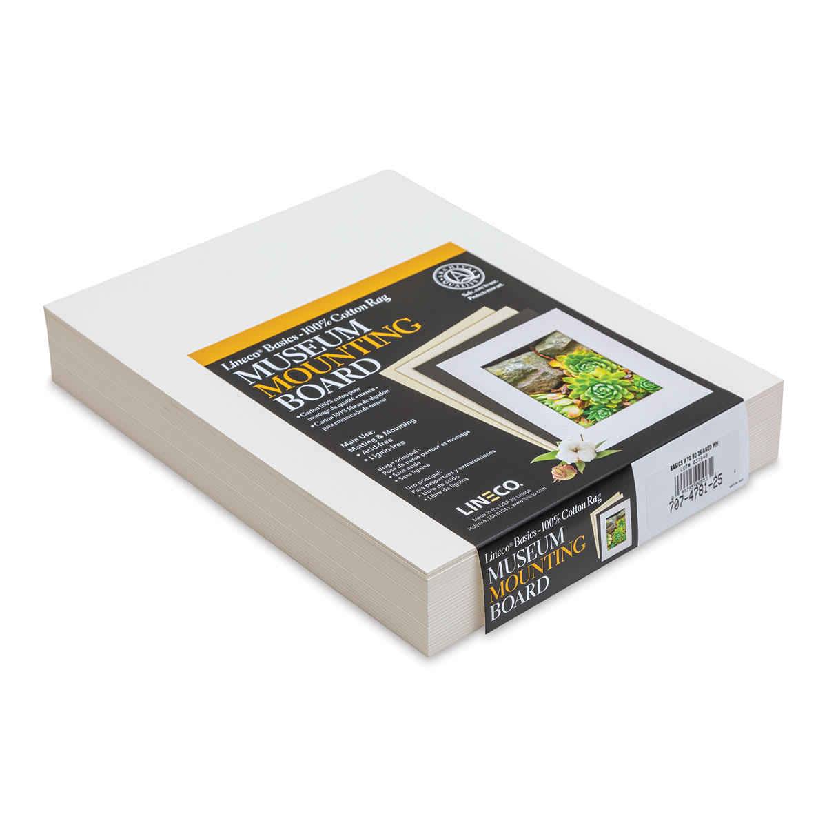 Lineco Cotton Rag Museum Mounting Boards - Pkg of 25,   Aged White, 8" x 10"