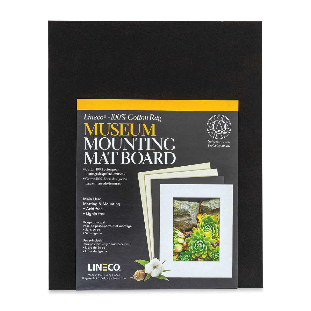 Lineco Cotton Rag Museum Mounting Boards - Pkg of 25,  Black, 8" x 10"