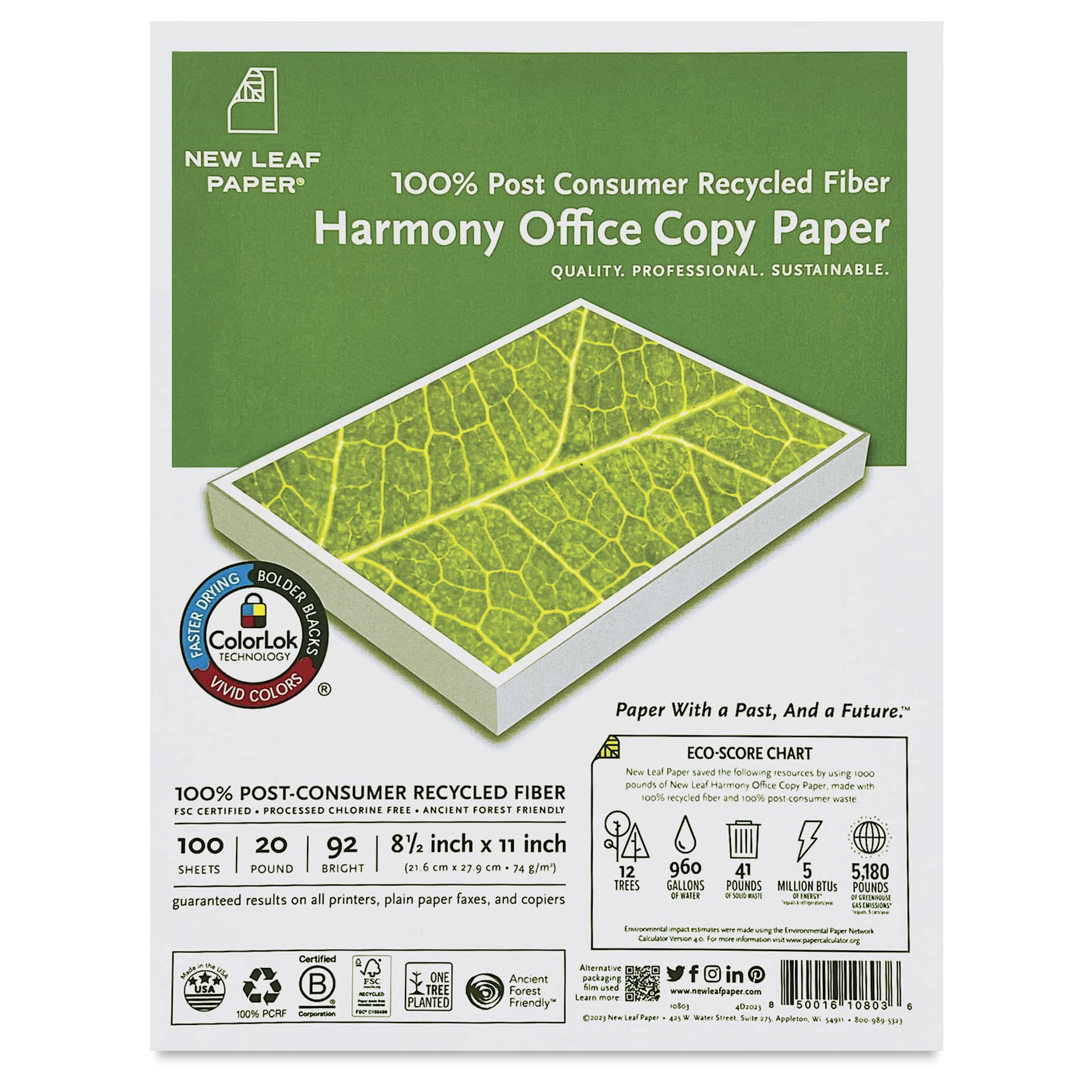 Harmony Office Copy Paper - 8-1/2" x 11", Pkg of 100