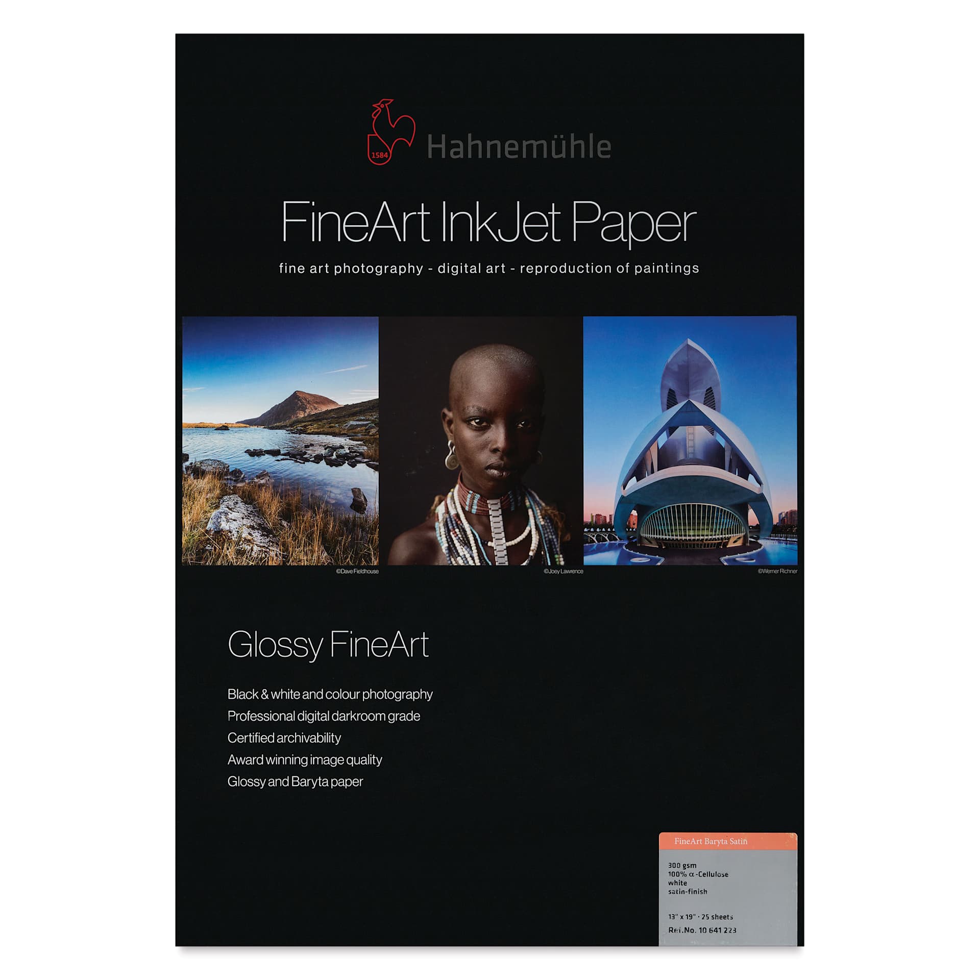 Hahnemühle Baryta Satin FineArt Inkjet Paper - 13" x 19", Pkg of 25, front of packaging