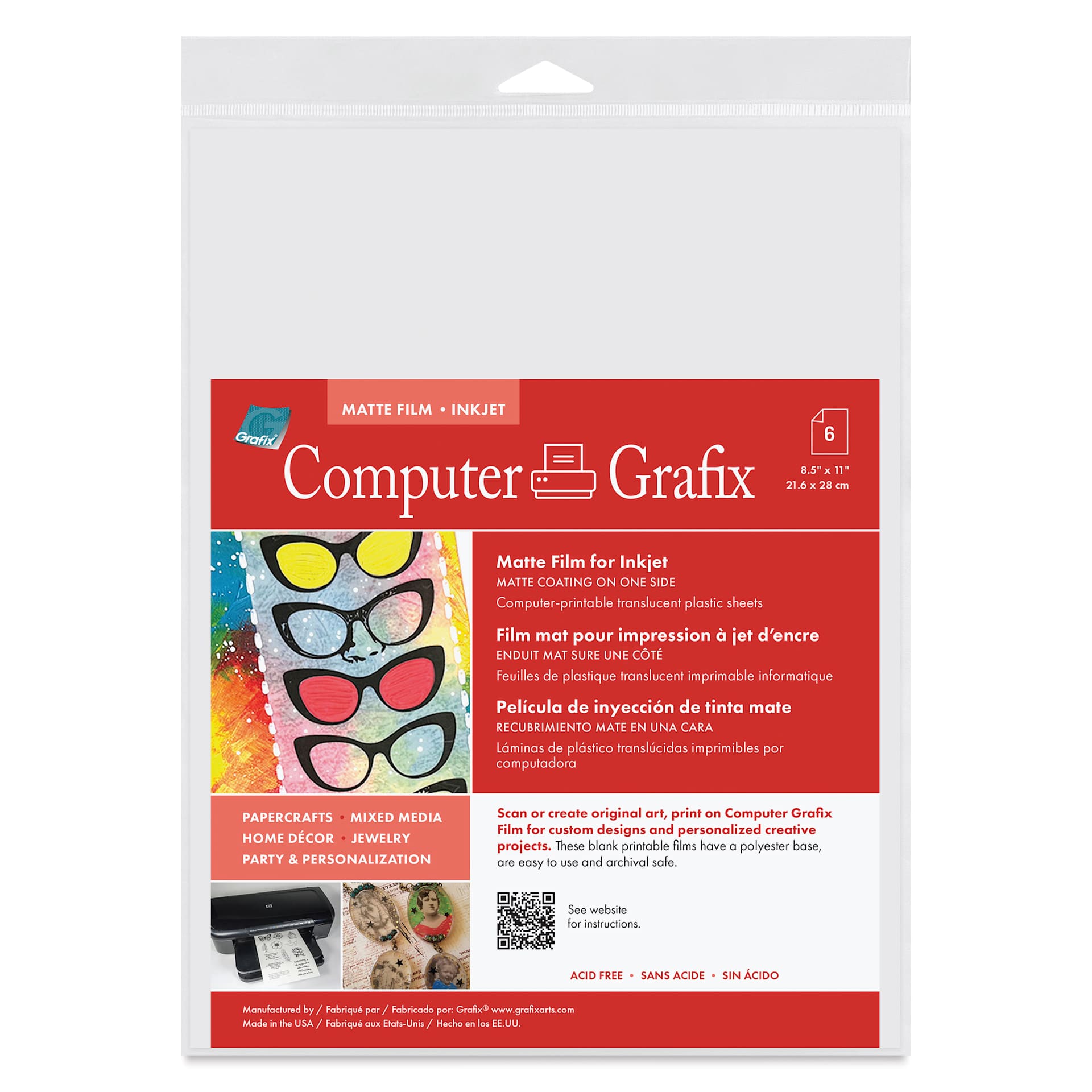 Grafix Matte Inkjet Film - Pkg of 6, 8-1/2" x 11"