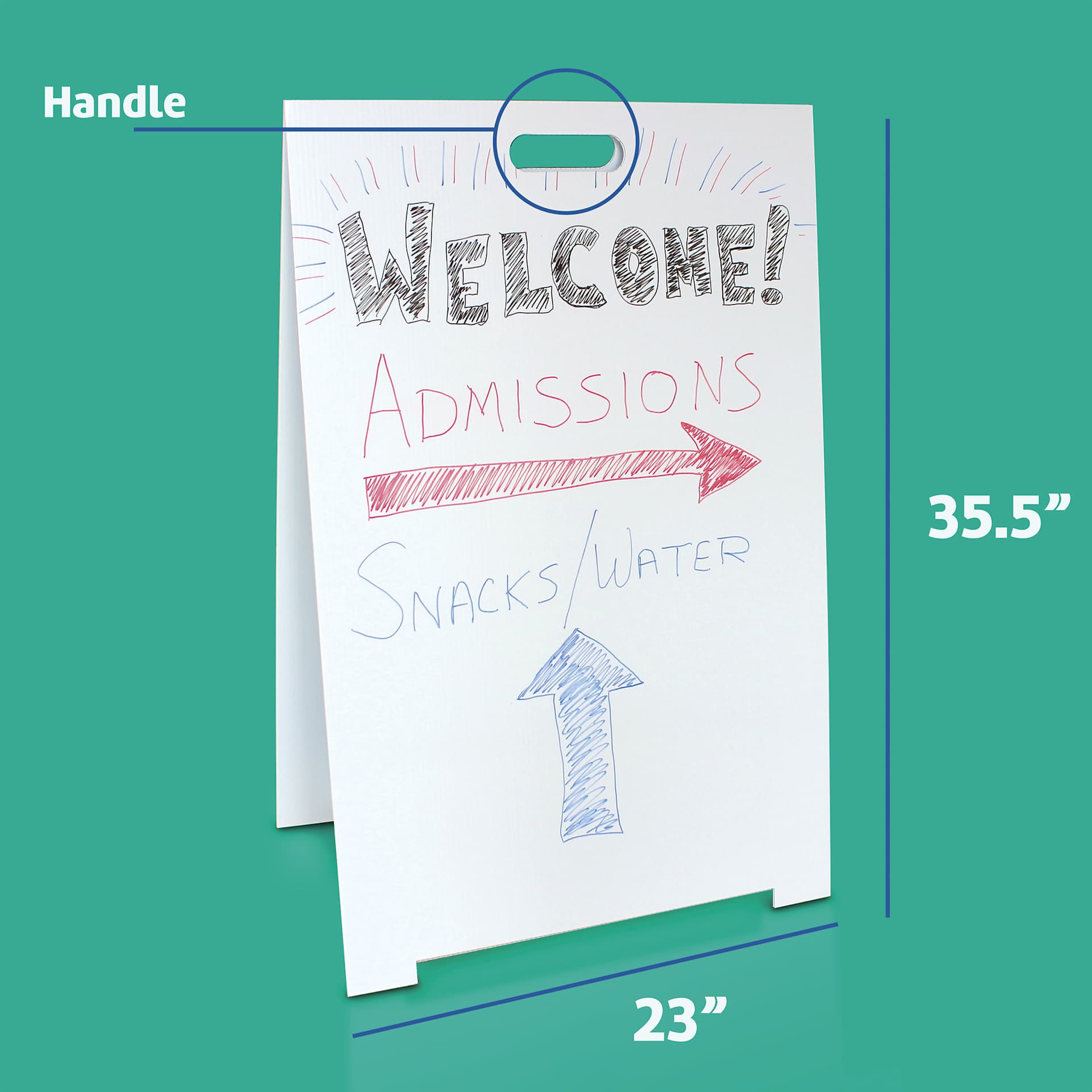 Flipside Plastic Marquee Easel - White, 35-1/2" x 23", dimensions