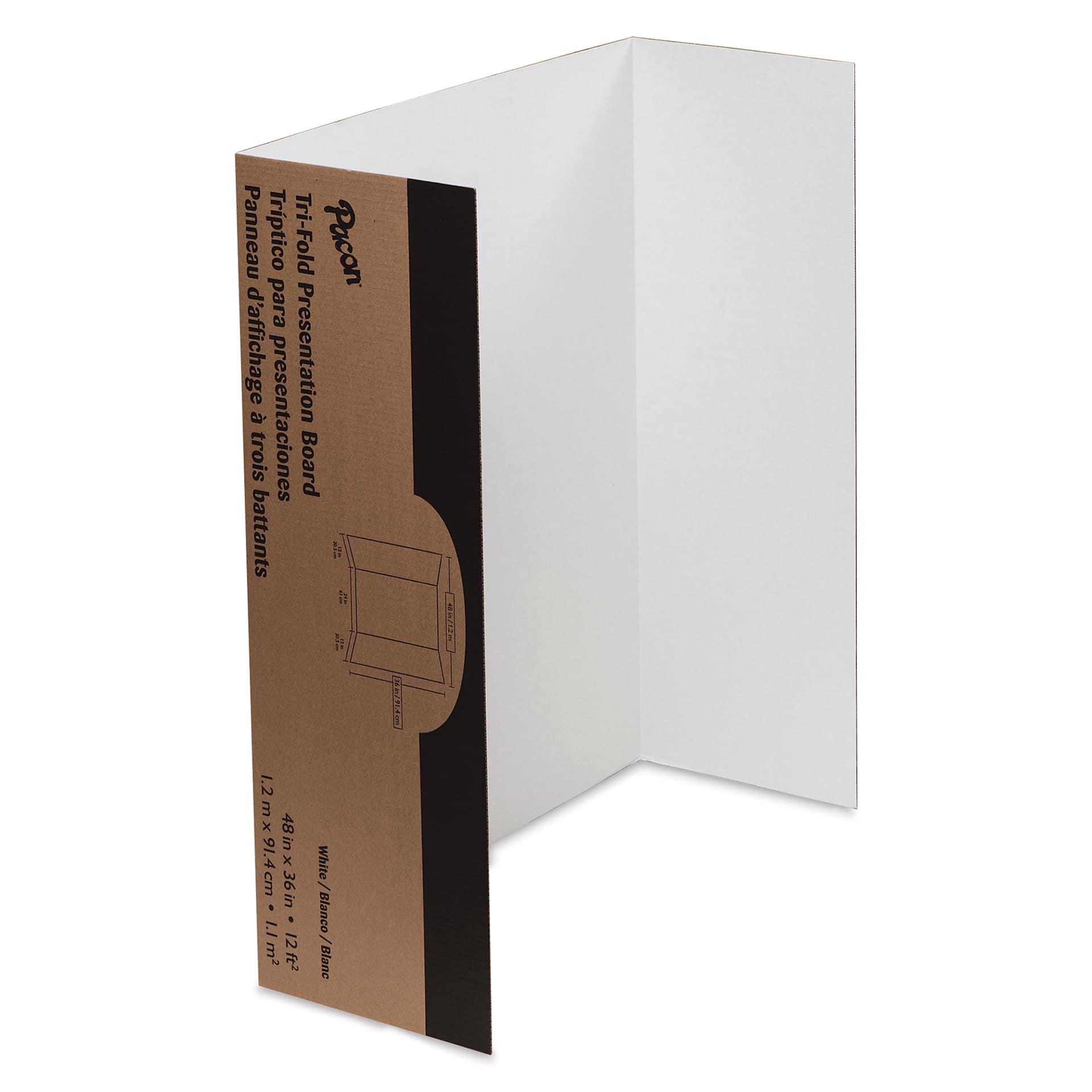 Pacon Colored Trifold Presentation Board - 48" x 36", White