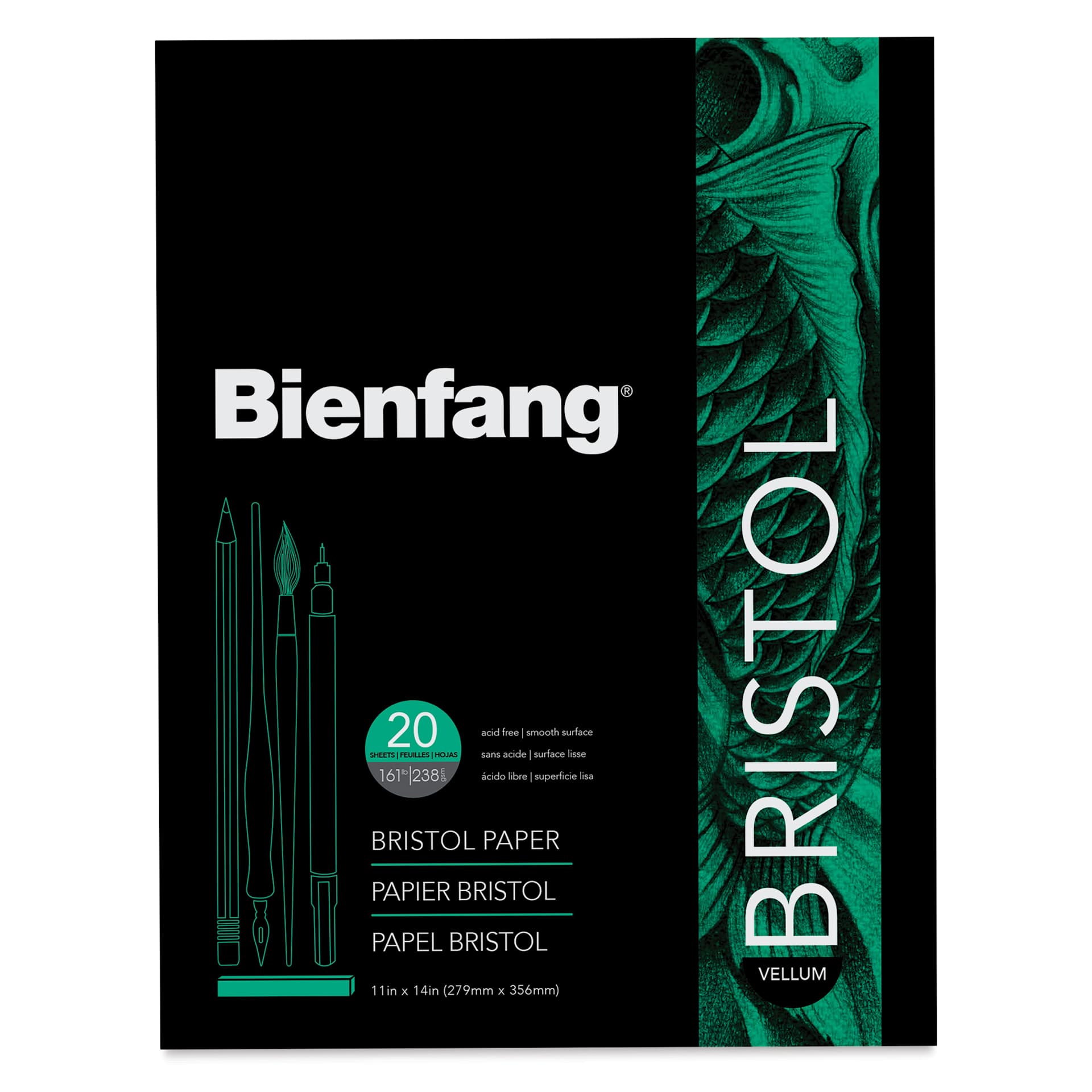 Bienfang Bristol Pad - 11" x 14", Vellum, 20 Sheets, front cover