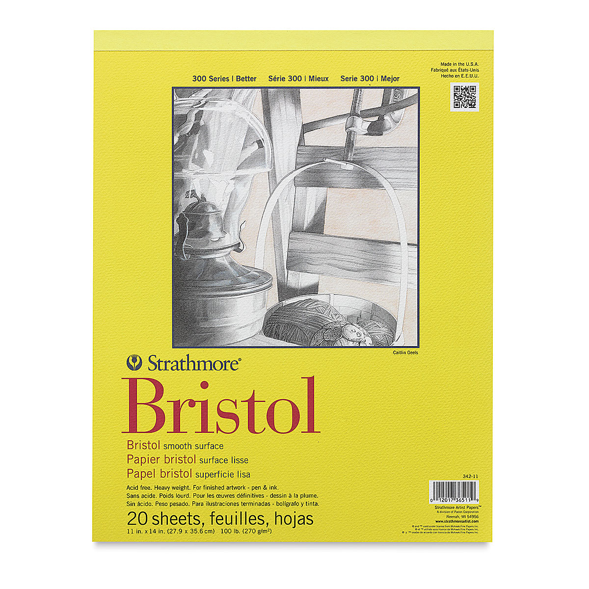 Strathmore 300 Series Bristol Pad - 11" x 14", Smooth, 20 Sheets