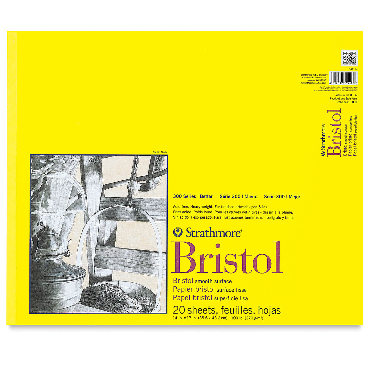 Strathmore 300 Series Bristol Pad - 14" x 17", Smooth, 20 Sheets