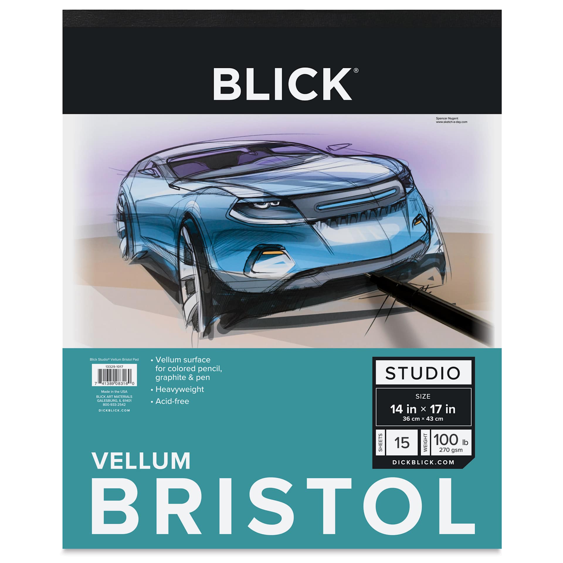 Blick Bristol Pad - 14" x 17", Vellum, 15 Sheets, front cover