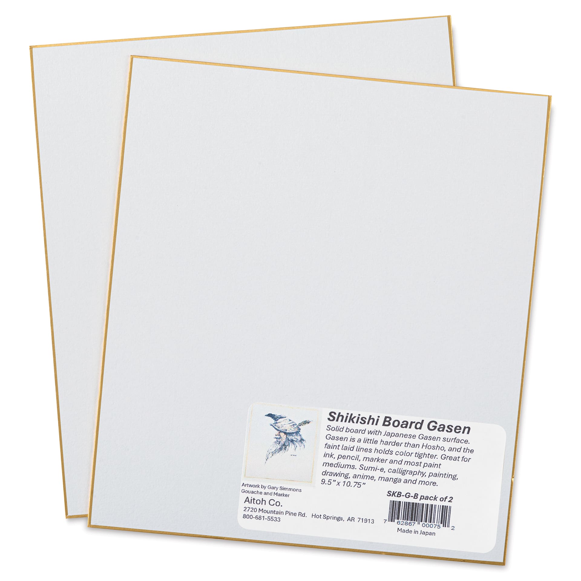 Aitoh Gasen Paper Shikishi Boards - 9-1/2" x 10-3/4", Pkg of 2, board with packaging label