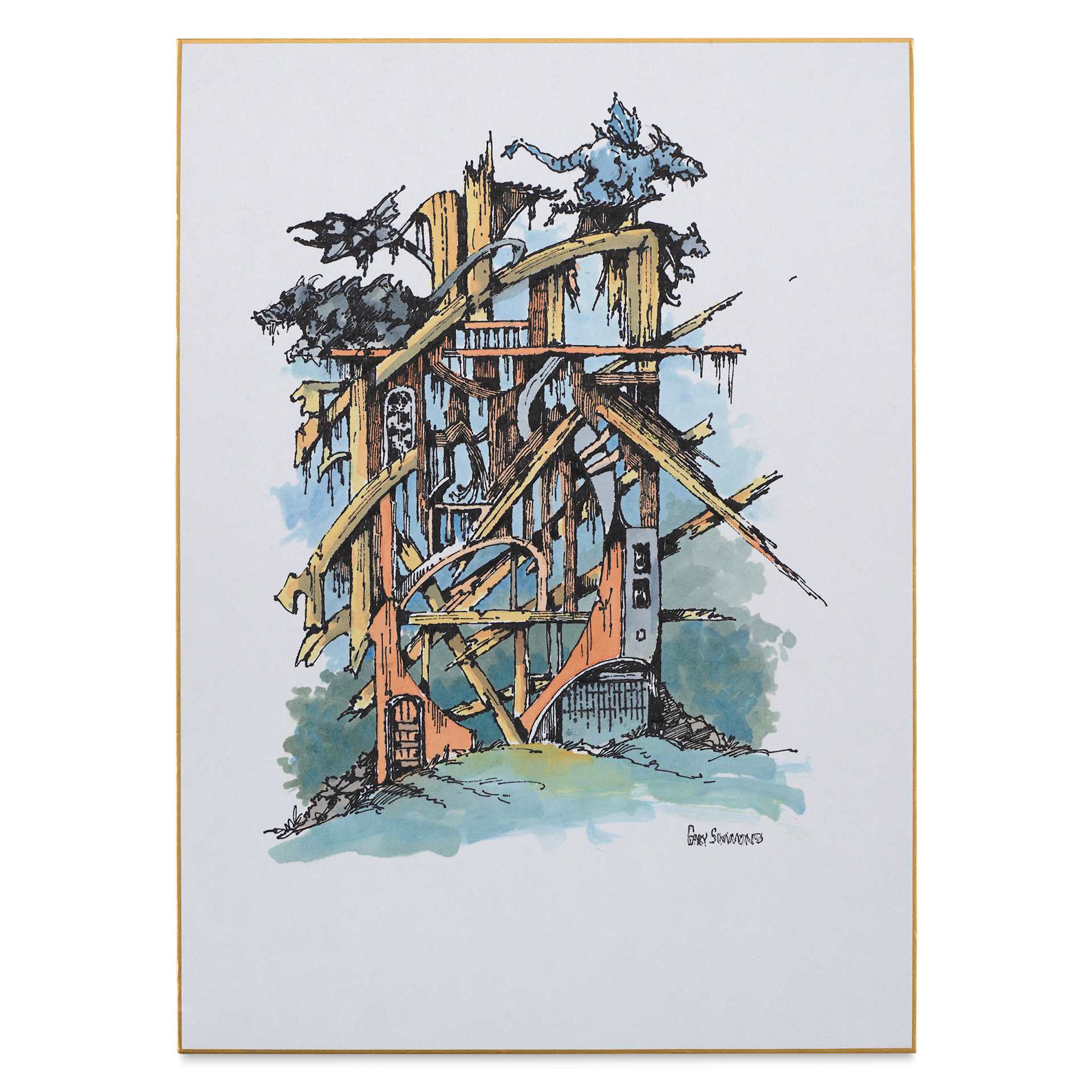 Aitoh Hosho Paper Shikishi Boards - 9-1/2" x 13-1/10", Pkg of 2, finished artwork courtesy of Gary Simmons