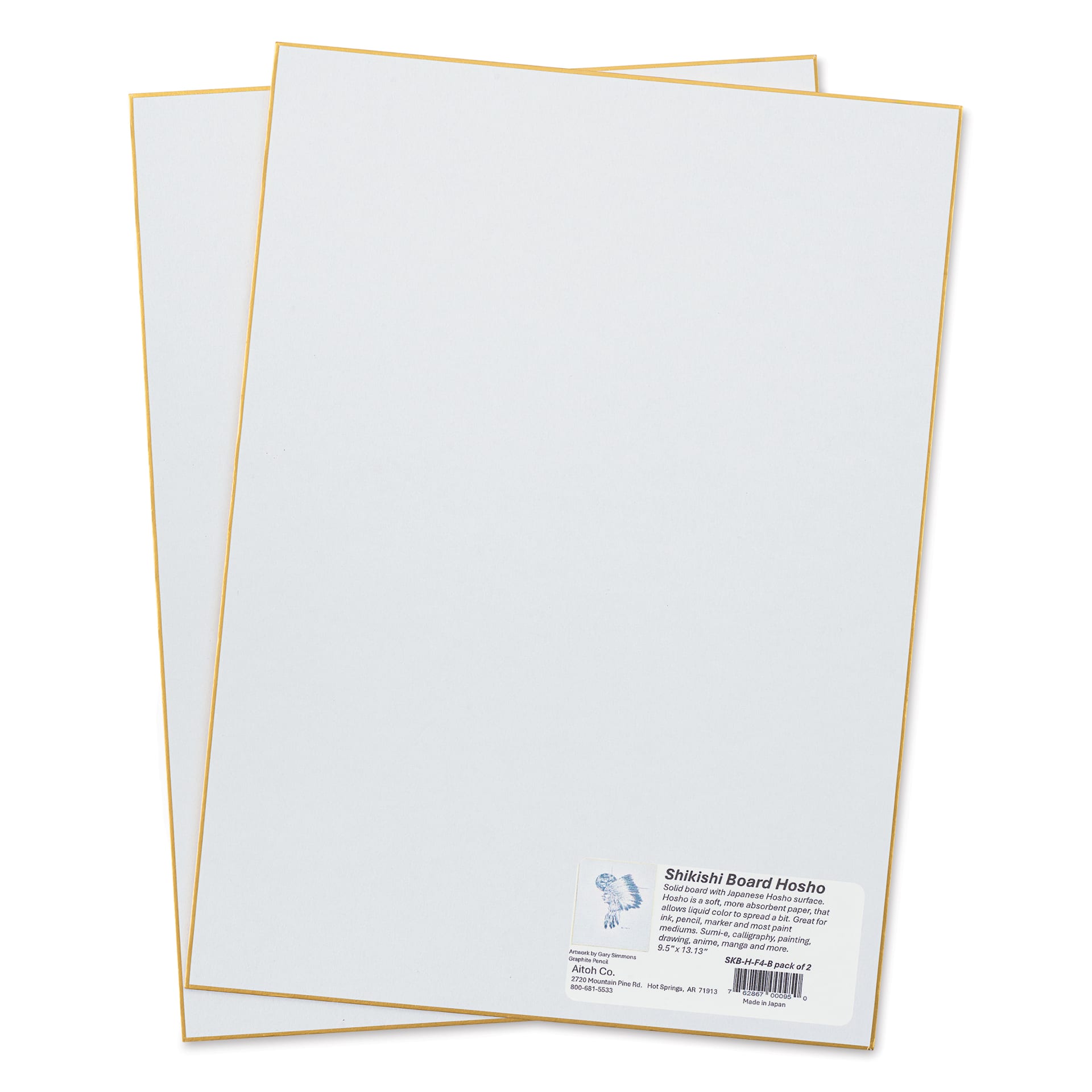 Aitoh Hosho Paper Shikishi Boards - 9-1/2" x 13-1/10", Pkg of 2, packaging label