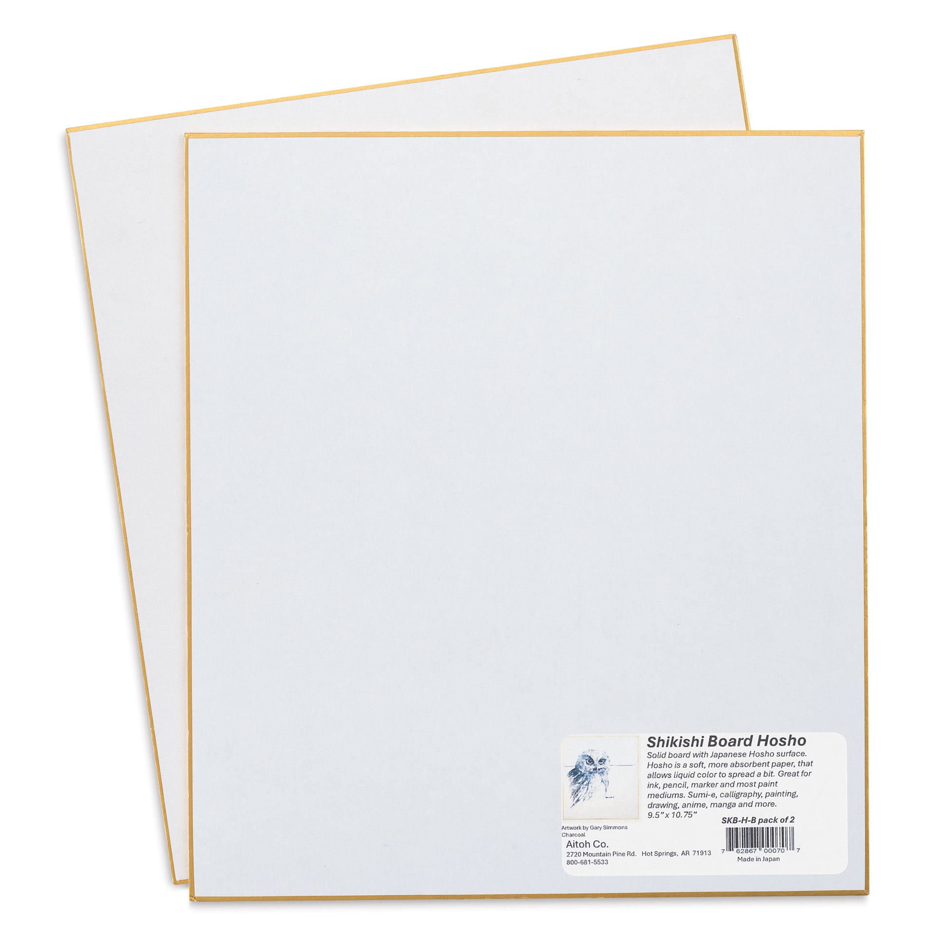 Aitoh Hosho Paper Shikishi Boards - 9-1/2" x 10-3/4", Pkg of 2, packaging label