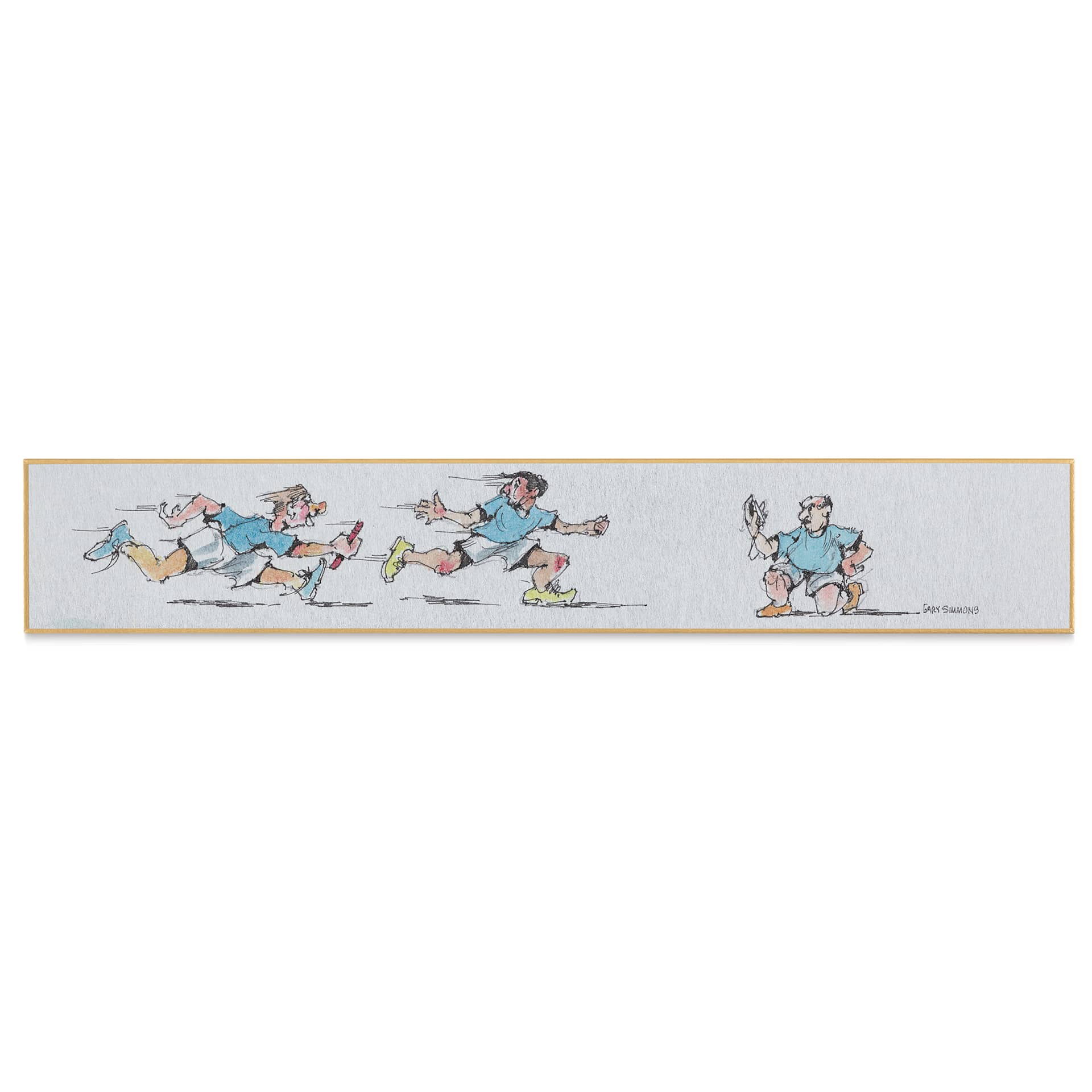 Aitoh Silver Paper Shikishi Boards - 2-1/5" x 14-1/4", Pkg of 3, front of board, finished artwork