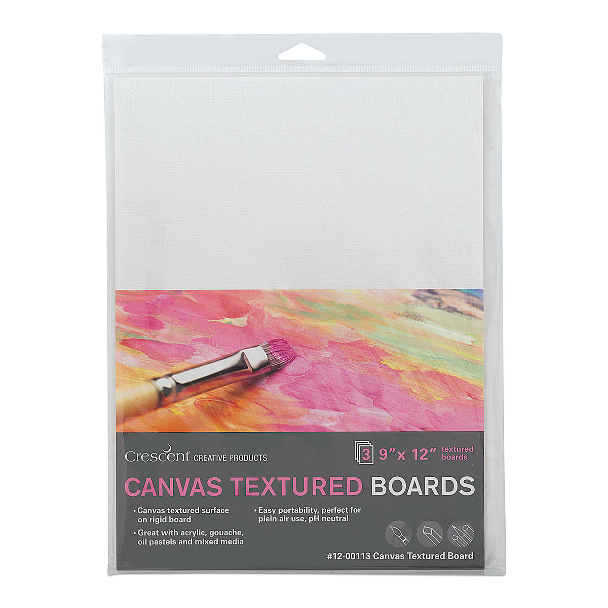 Crescent Canvas Board - 9" x 12", Pkg of 3