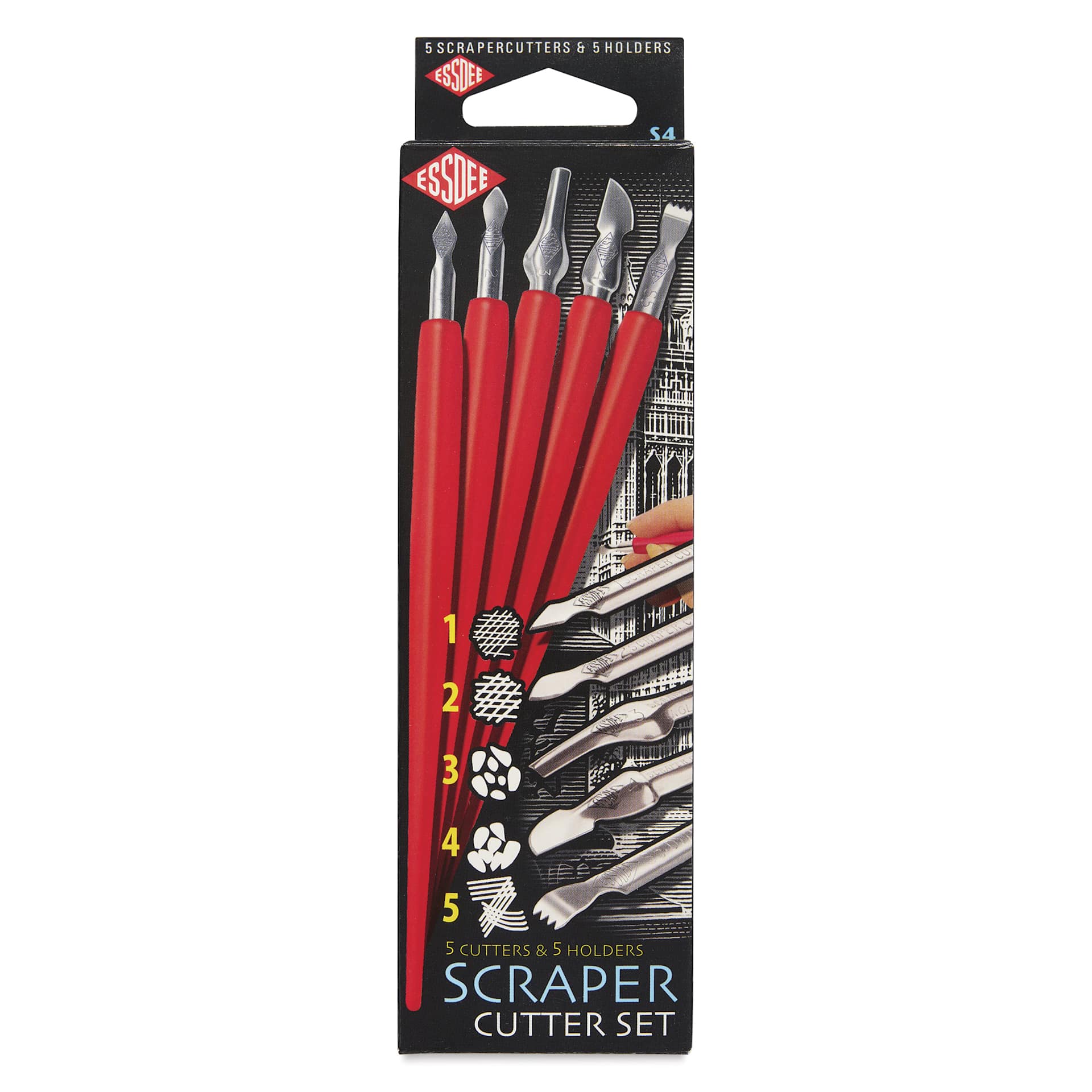 Essdee Scratchboard Scraper Cutter and Handle Set - front of packaging