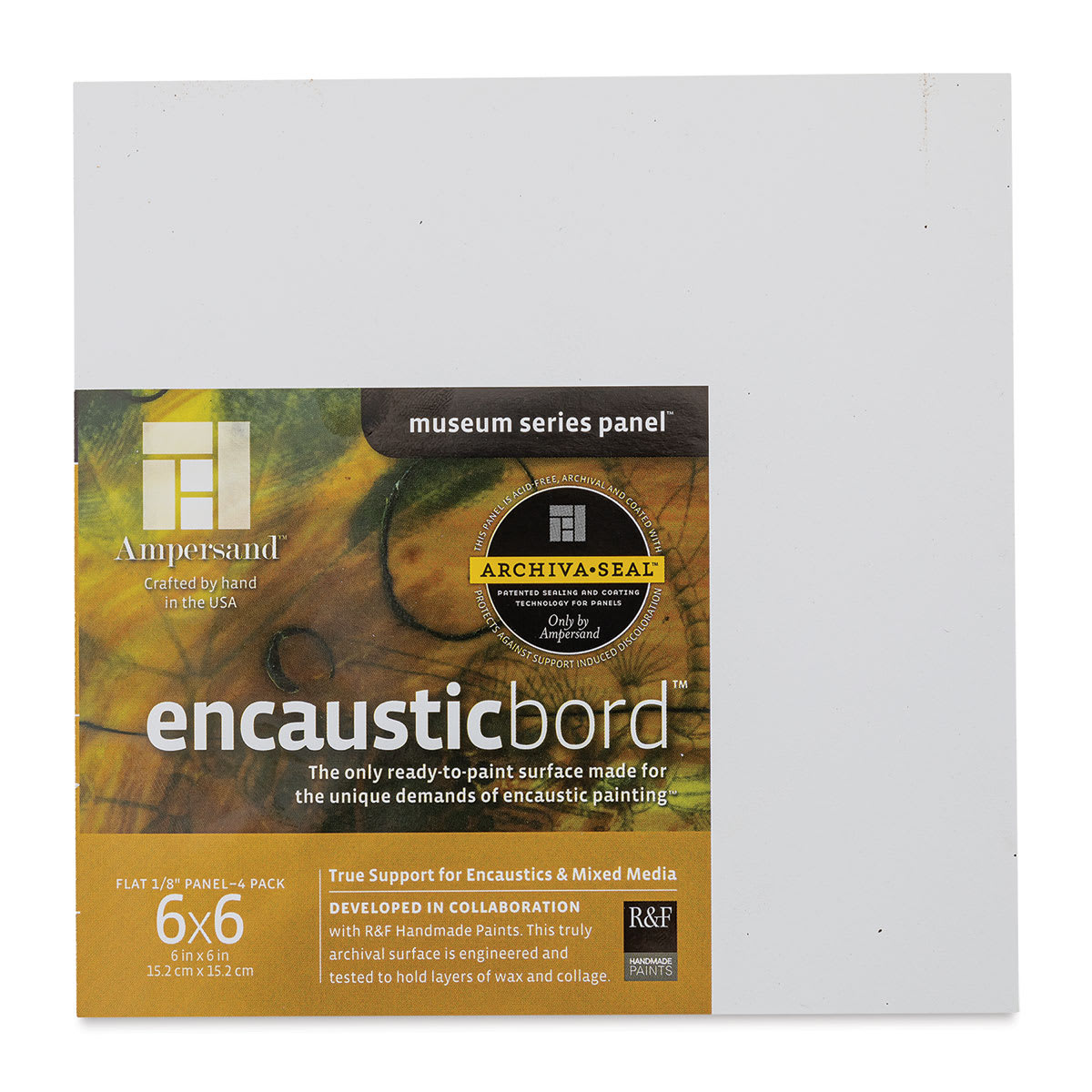 Ampersand Encausticbord Pack - 6" x 6" x 1/8", Flat, Pkg of 4